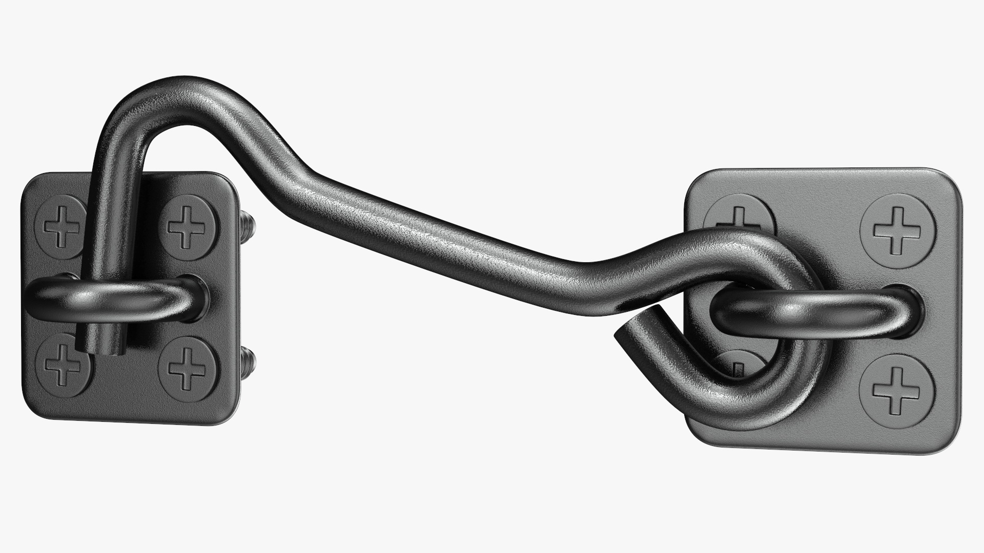 3D model Door Hook and Eye Latch with Mounting Screws Black