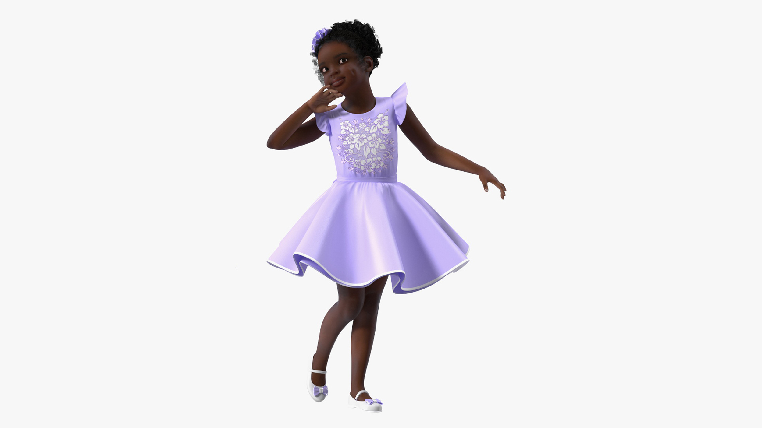 Party Style Black Child Girl Rigged for Cinema 4D 3D model