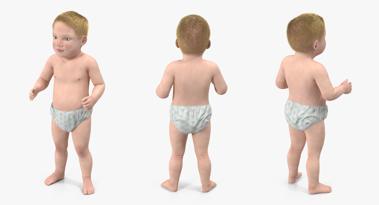 3D Baby Boy Standing with Fur