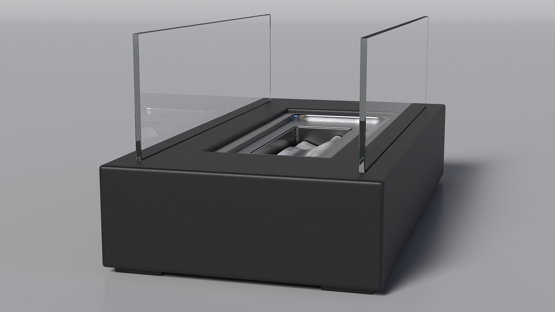 3D model Black Bio Ethanol Fireplace Switched Off