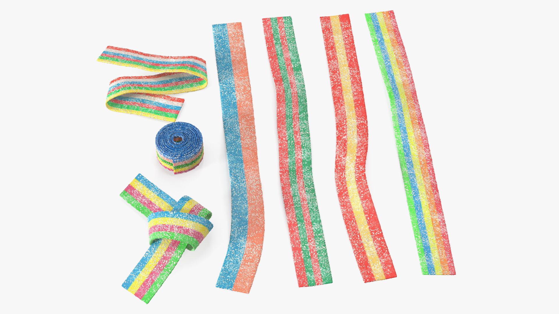 3D model Multicolor Gummy Licorice Belt Candy Set