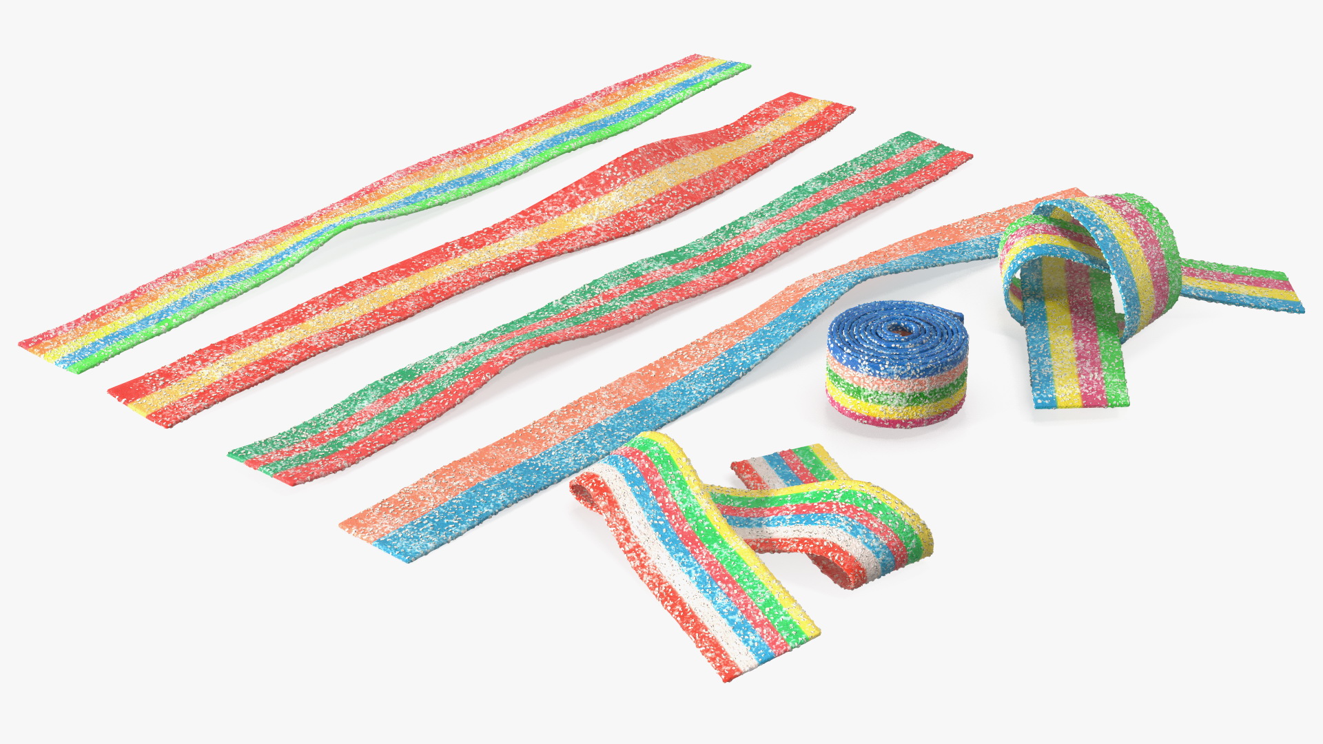 3D model Multicolor Gummy Licorice Belt Candy Set