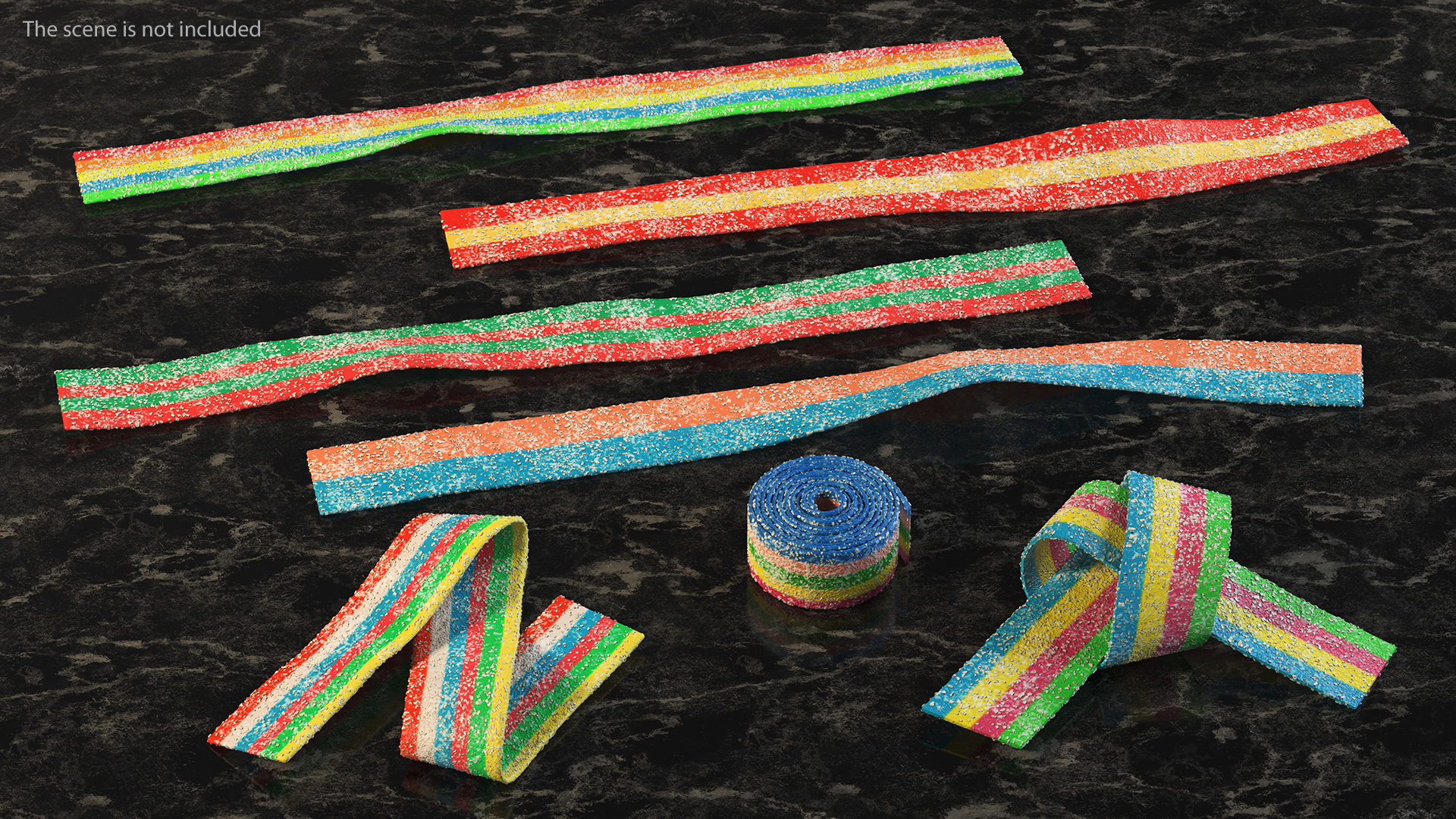 3D model Multicolor Gummy Licorice Belt Candy Set