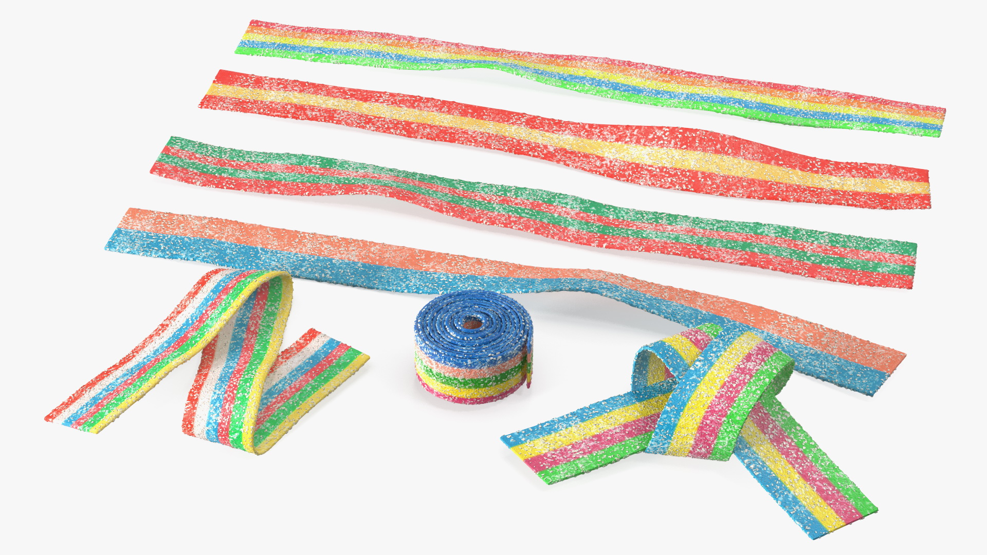 3D model Multicolor Gummy Licorice Belt Candy Set