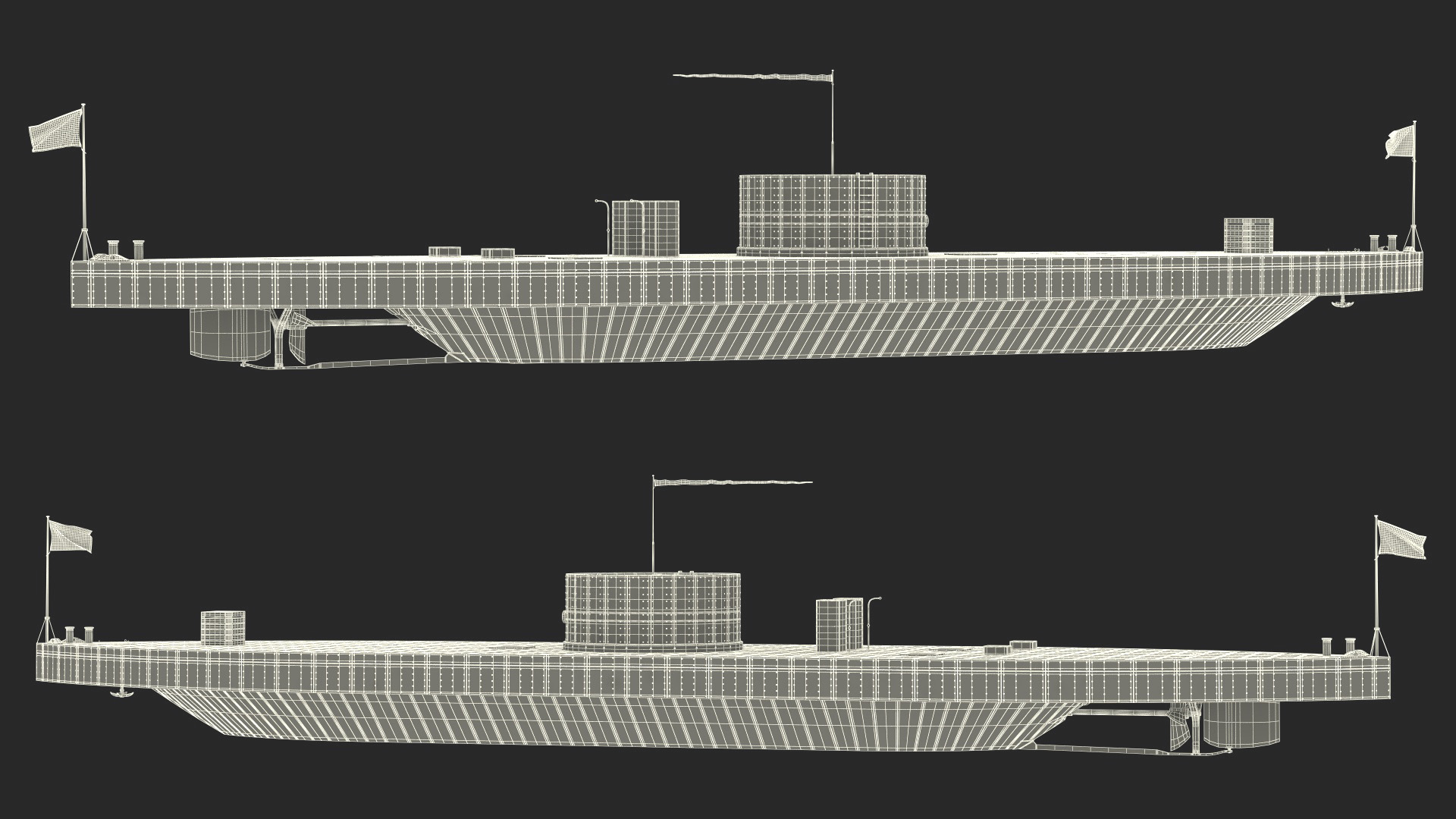 3D US Civil War Warship New Rigged