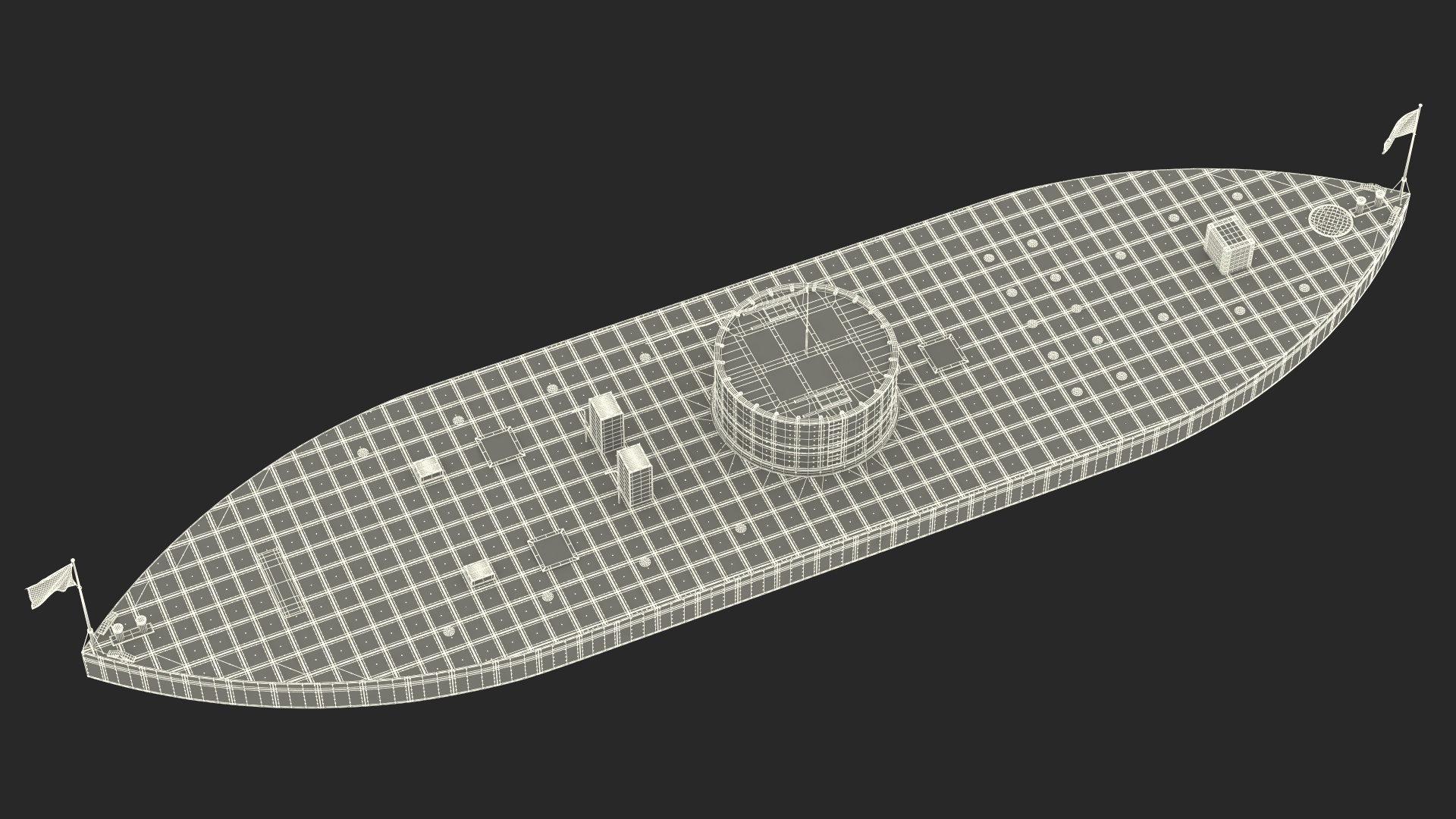 3D US Civil War Warship New Rigged