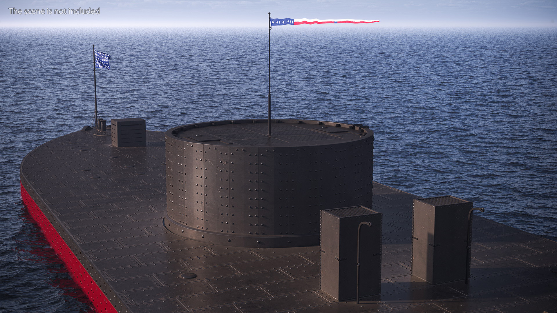 3D US Civil War Warship New Rigged