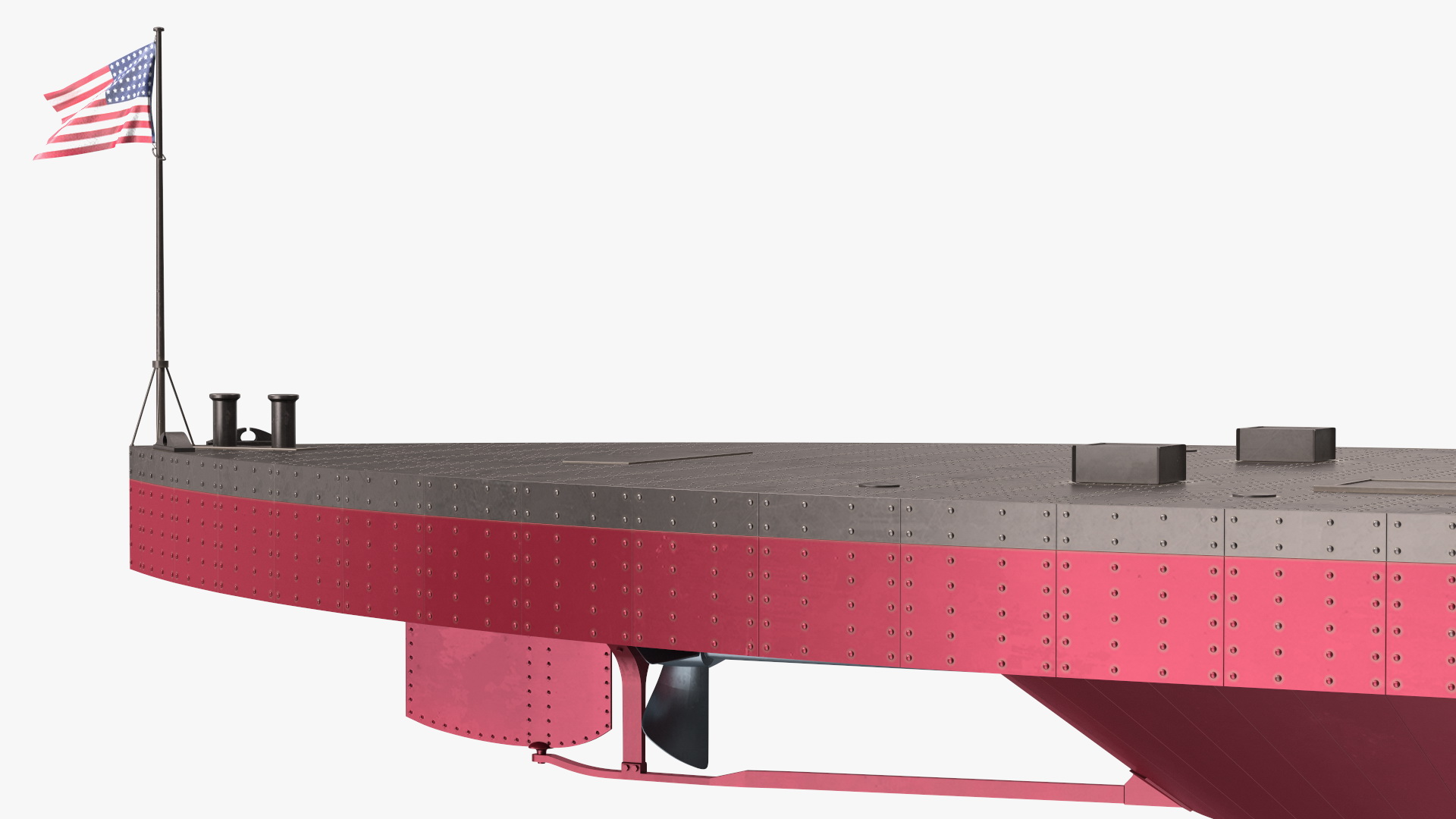 3D US Civil War Warship New Rigged