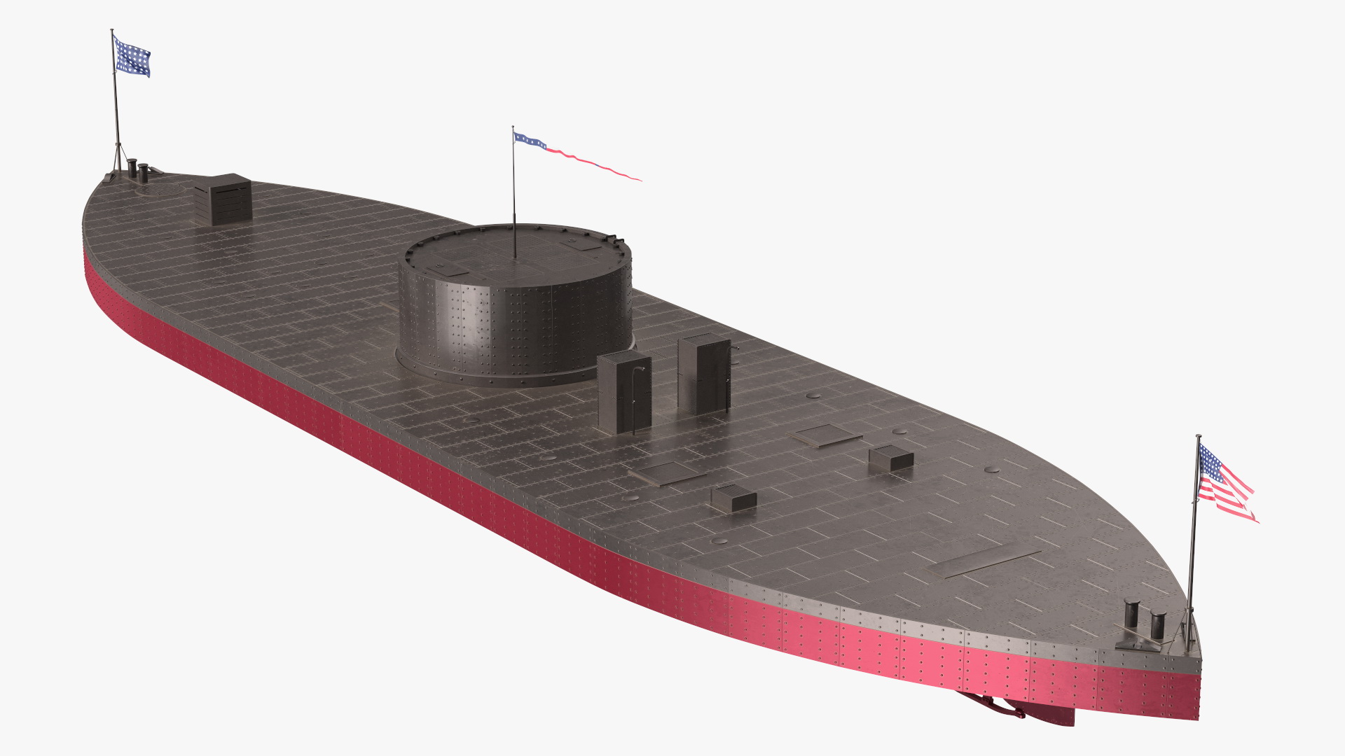 3D US Civil War Warship New Rigged