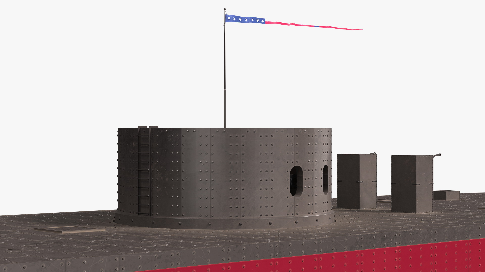 3D US Civil War Warship New Rigged