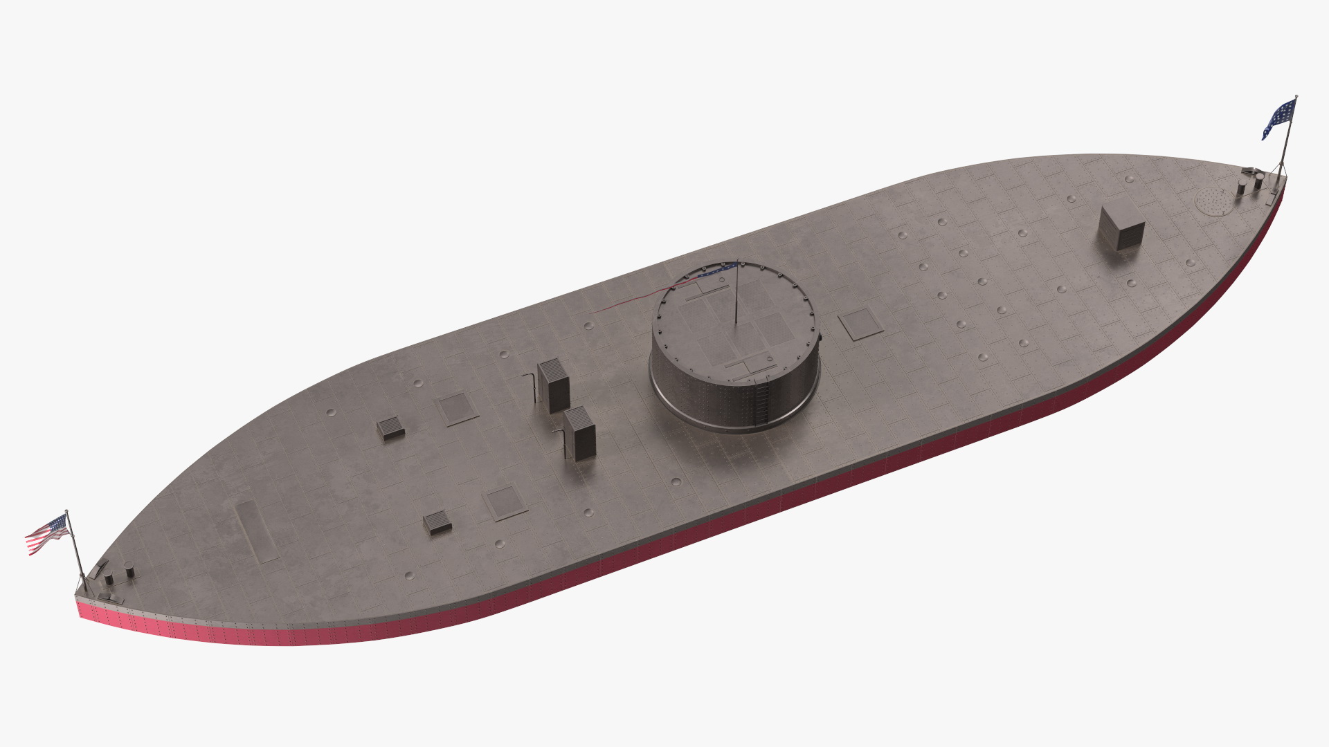 3D US Civil War Warship New Rigged