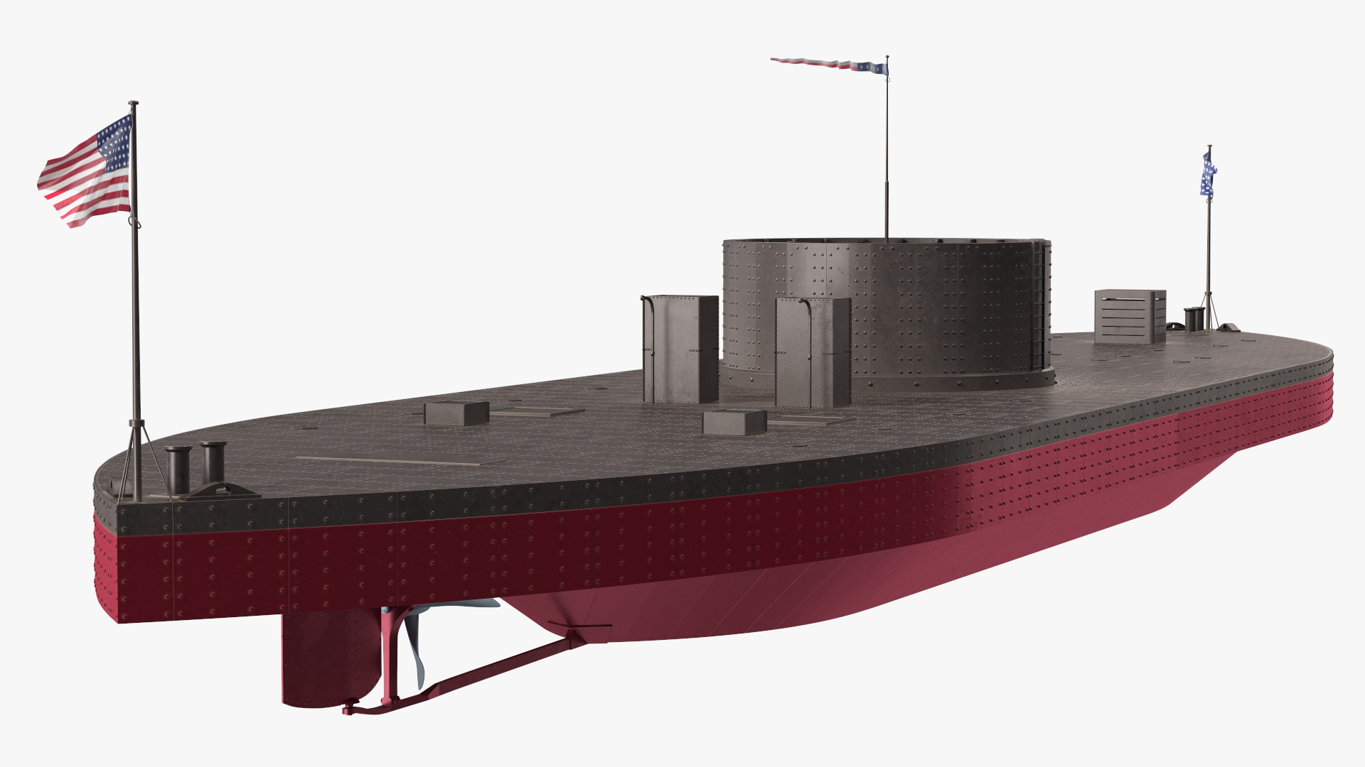 3D US Civil War Warship New Rigged