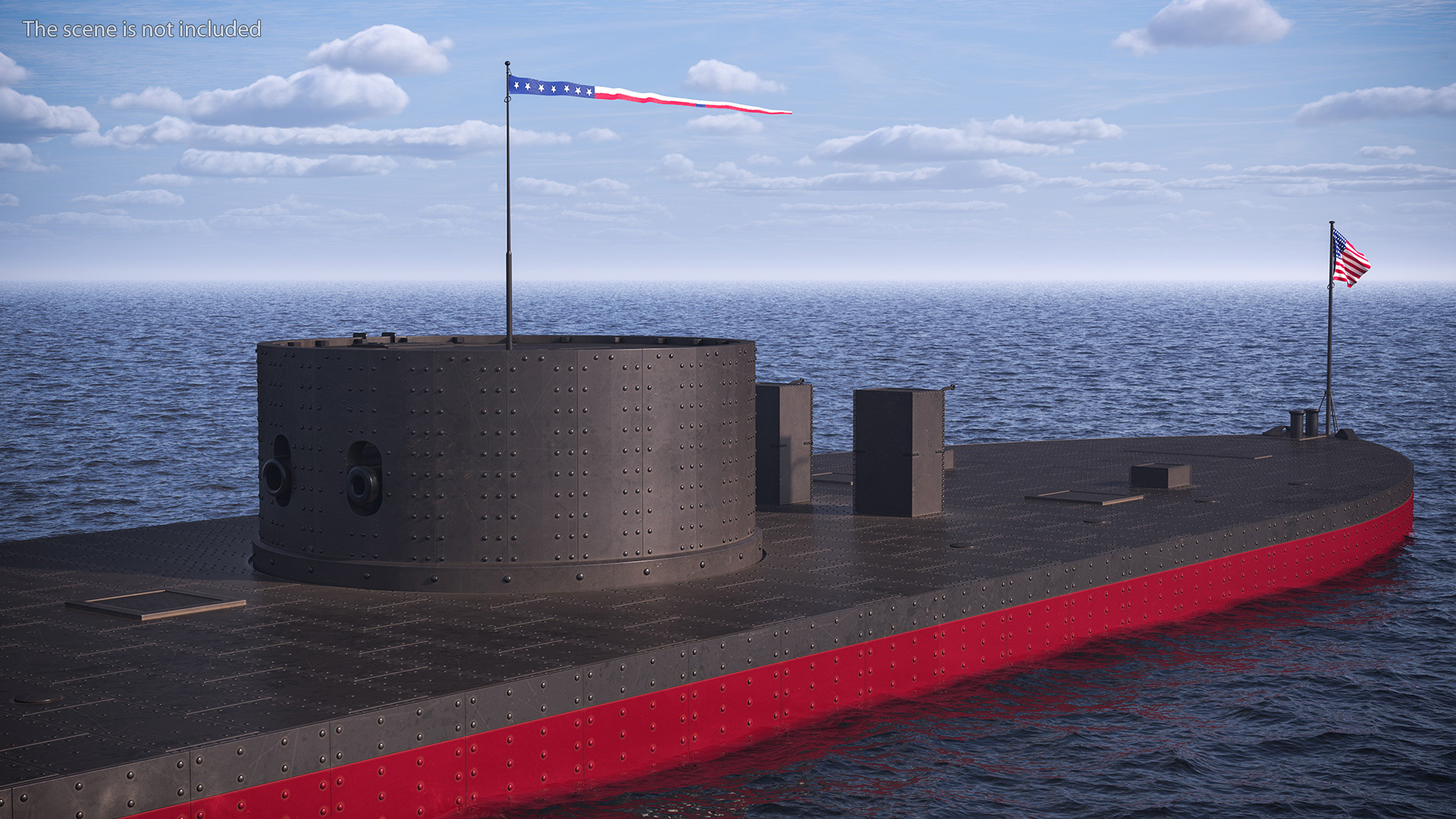 3D US Civil War Warship New Rigged