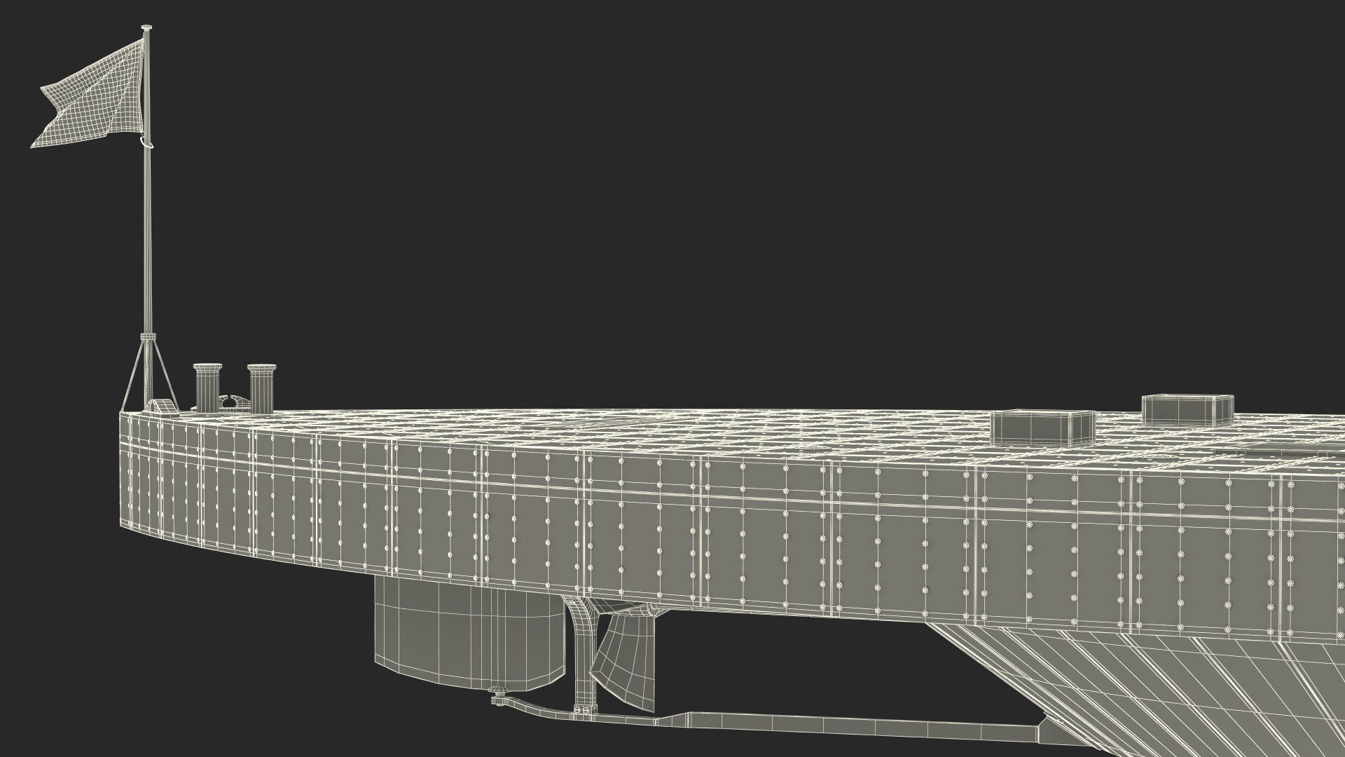 3D US Civil War Warship New Rigged