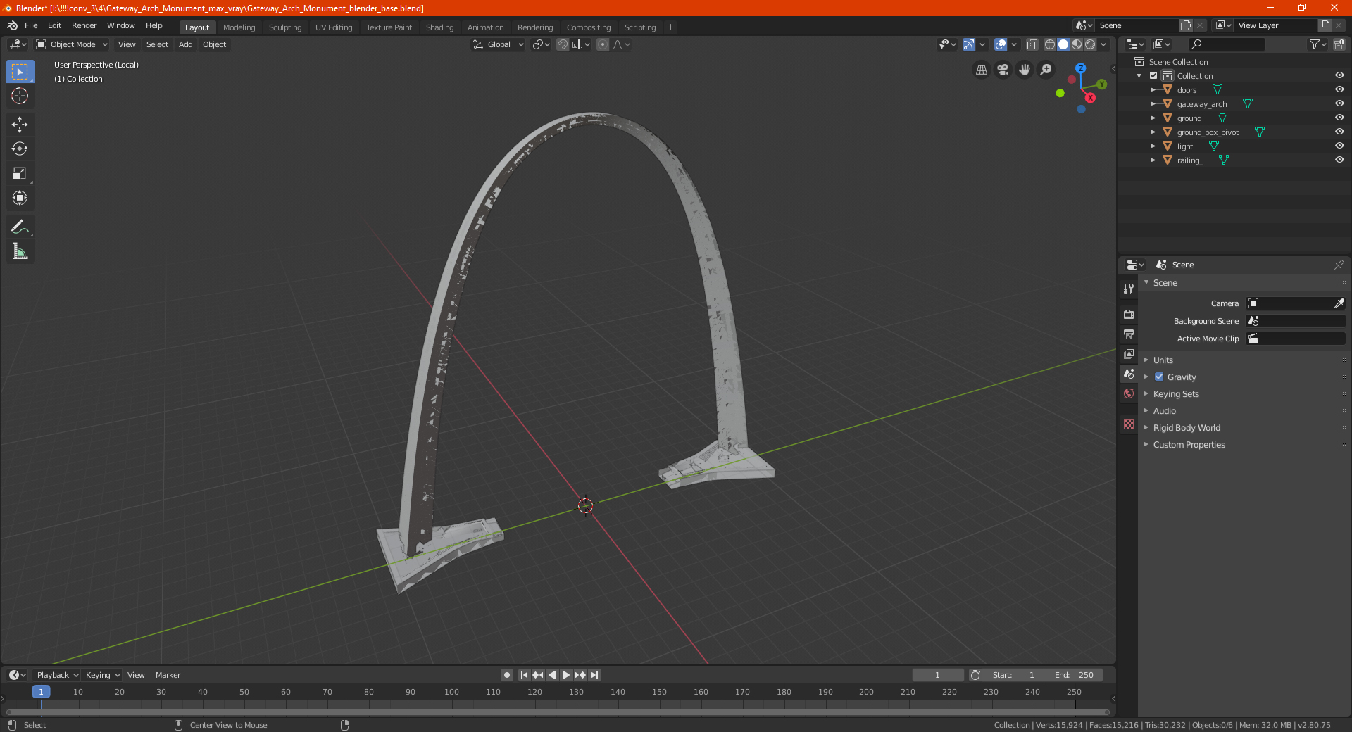 3D Gateway Arch Monument
