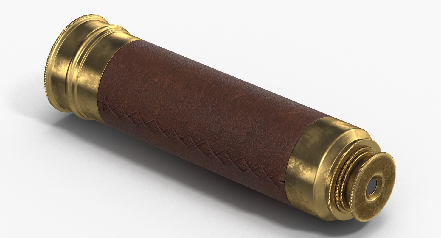 3D model Old Brass Telescope Spyglass Folded