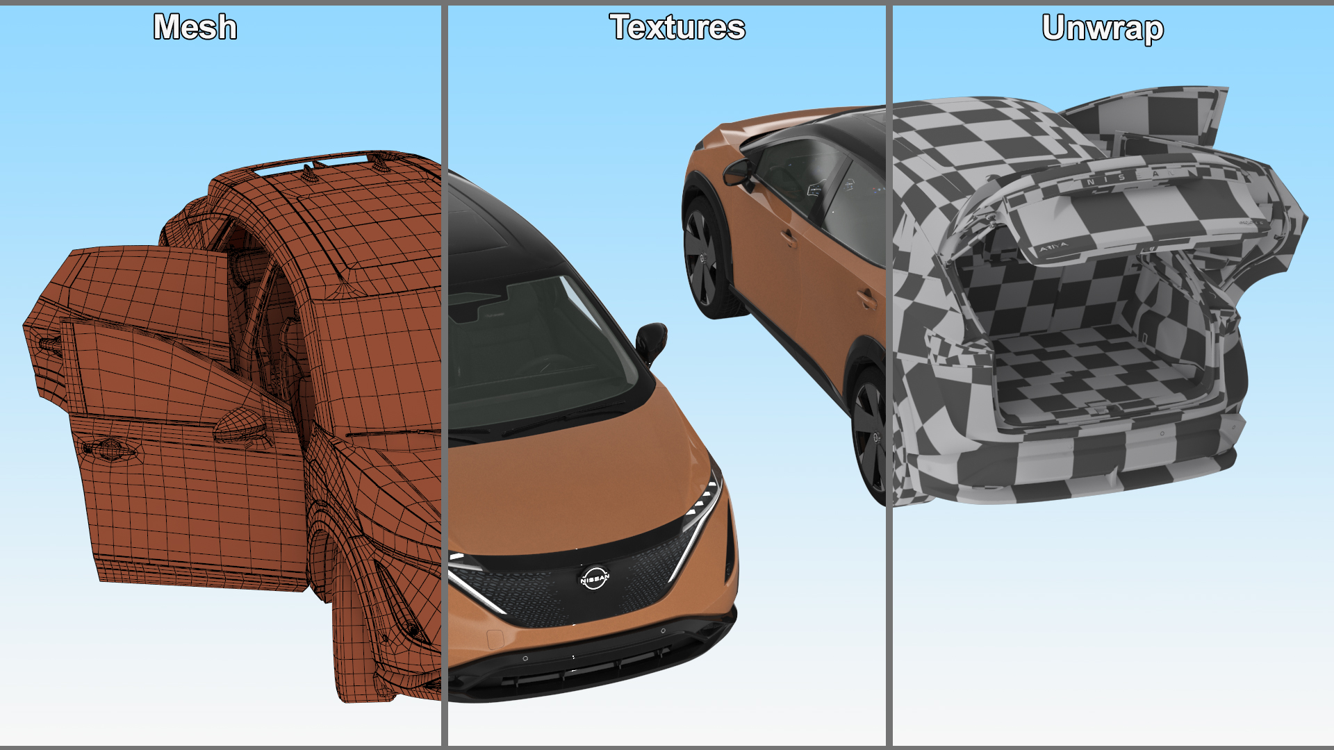 Nissan Ariya Lights On Rigged 3D model