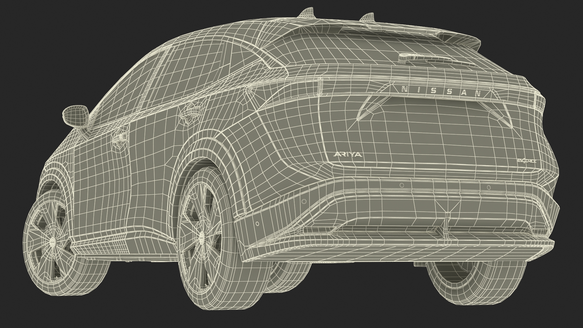 Nissan Ariya Lights On Rigged 3D model