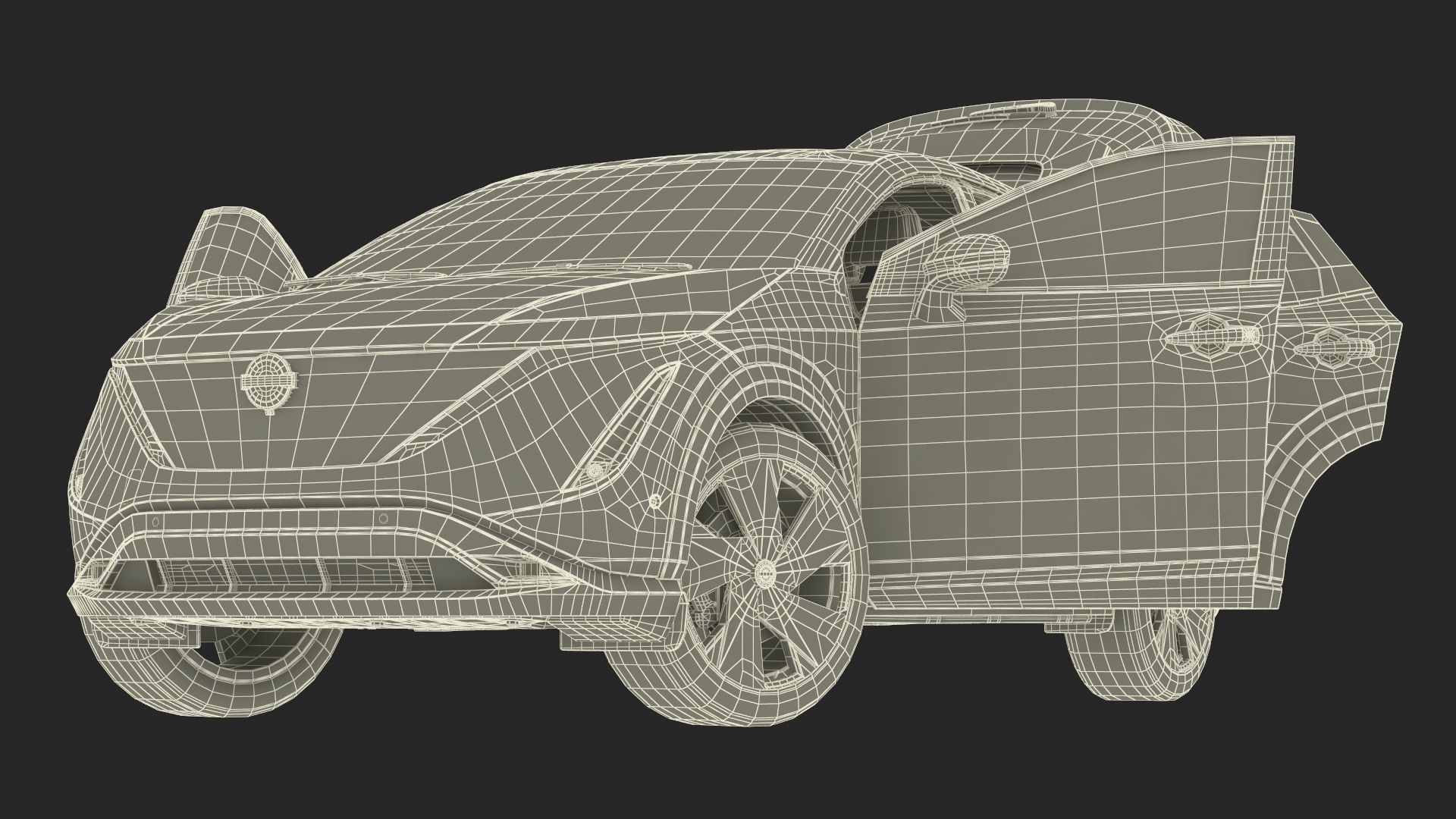 Nissan Ariya Lights On Rigged 3D model