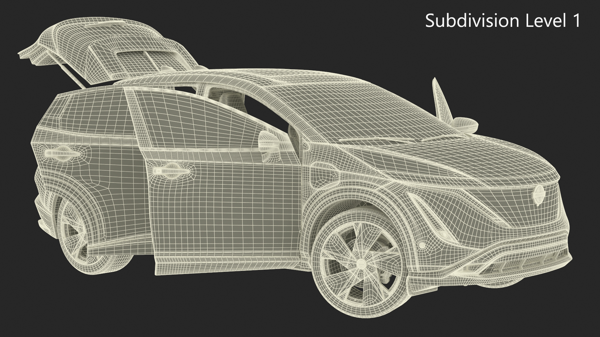 Nissan Ariya Lights On Rigged 3D model