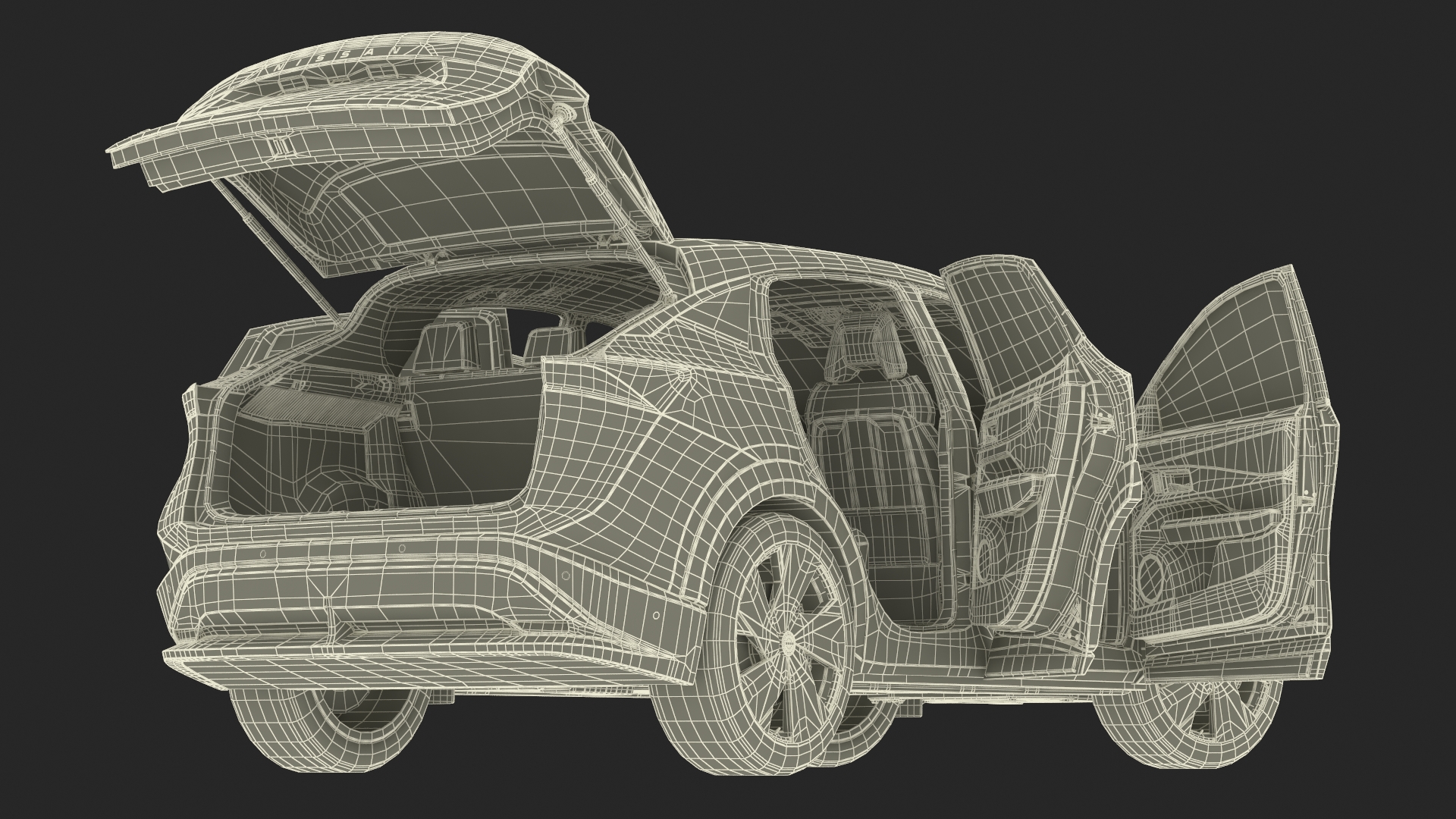 Nissan Ariya Lights On Rigged 3D model