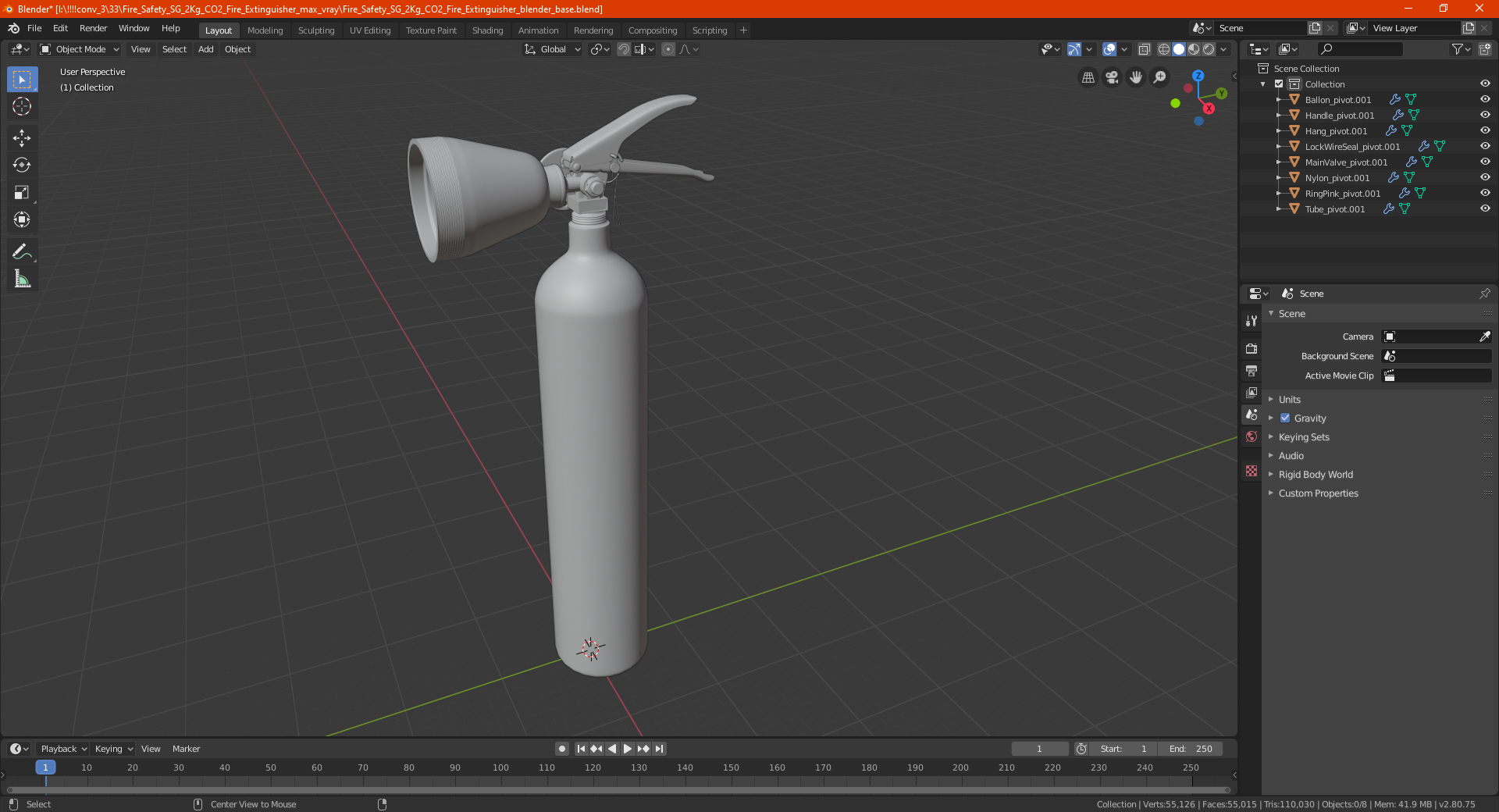 3D model Fire Safety SG 2Kg CO2 Fire Extinguisher