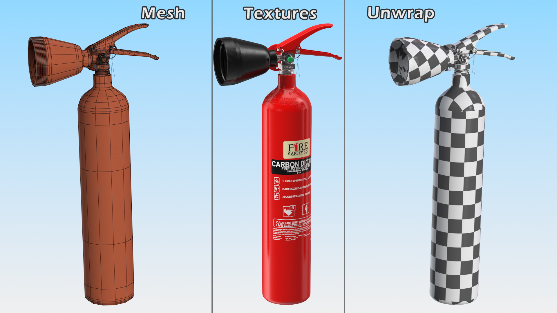 3D model Fire Safety SG 2Kg CO2 Fire Extinguisher