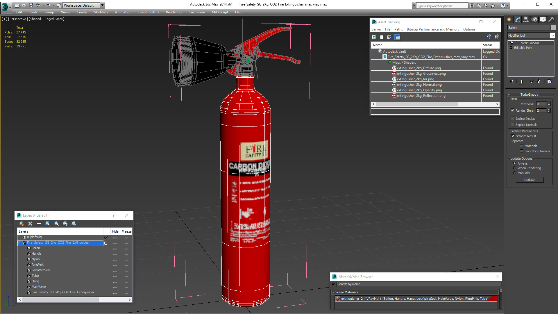 3D model Fire Safety SG 2Kg CO2 Fire Extinguisher
