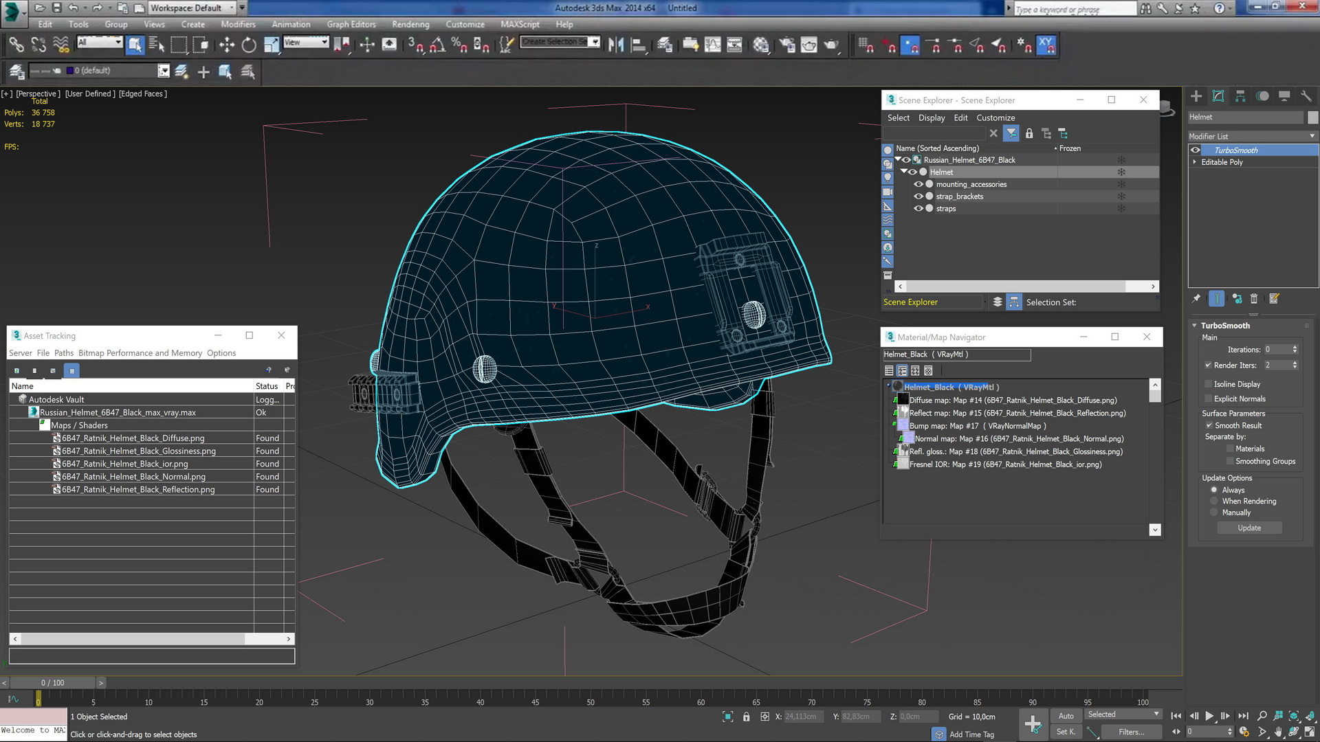 3D model Russian Helmet 6B47 Black