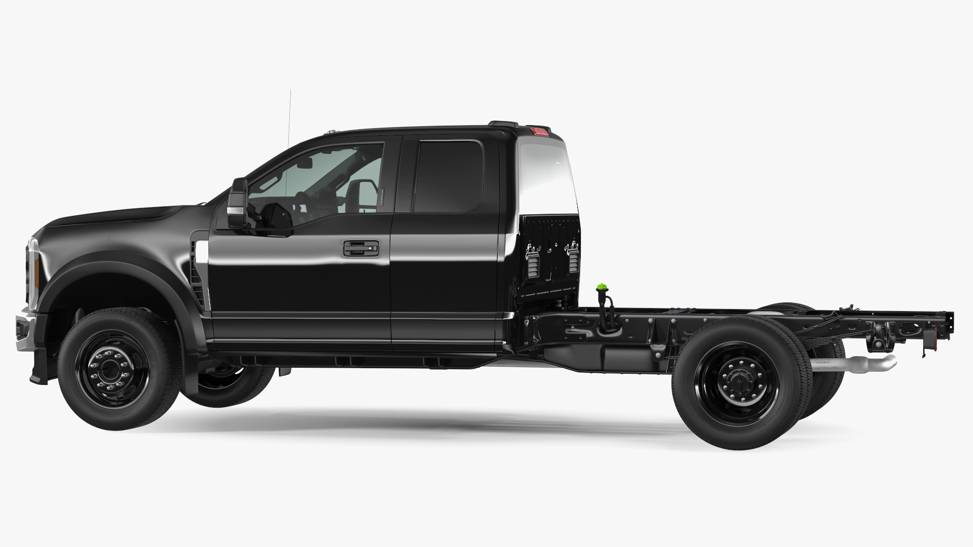 3D Pickup Chassis Cab Black Long Cab model