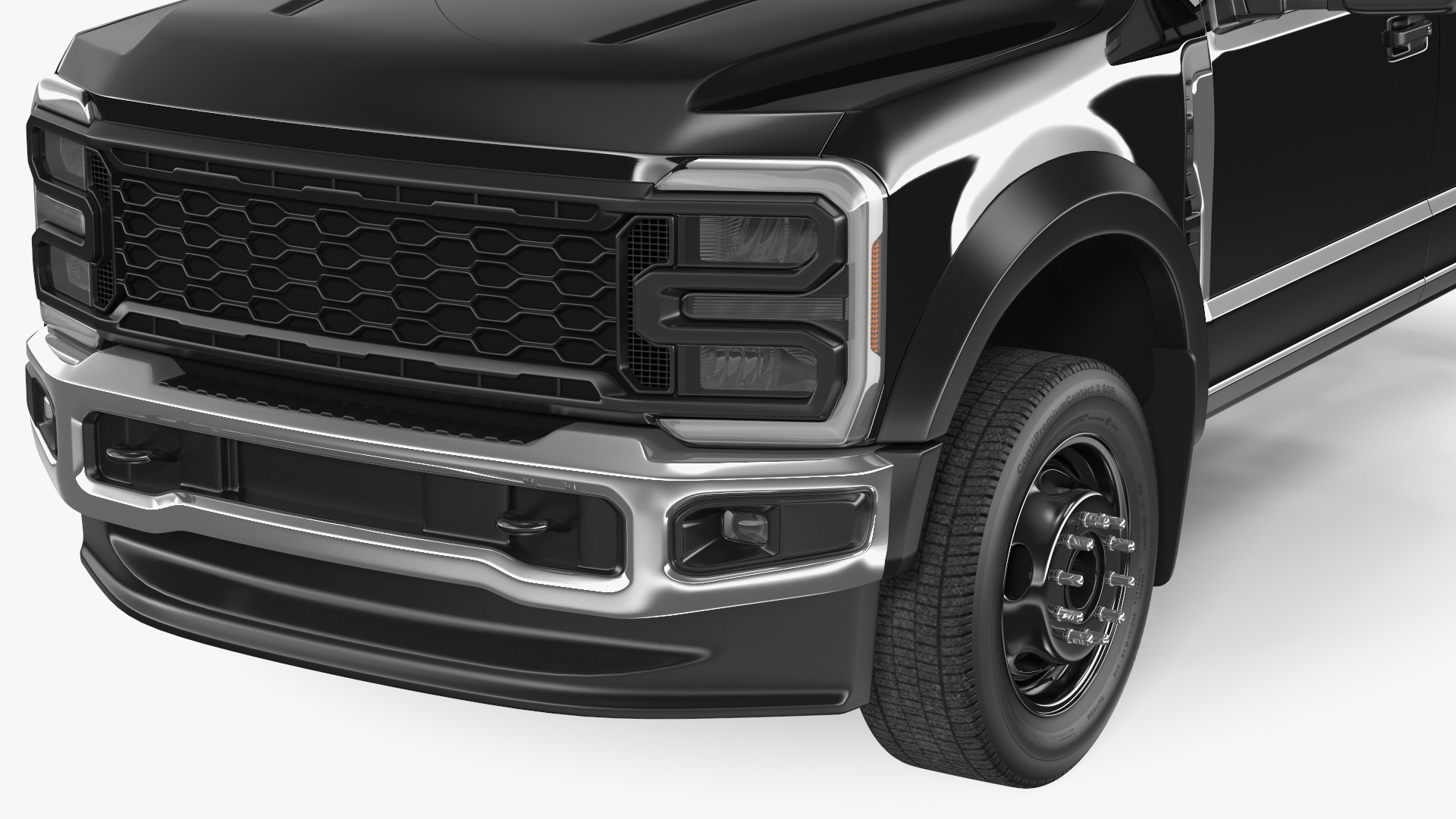 3D Pickup Chassis Cab Black Long Cab model