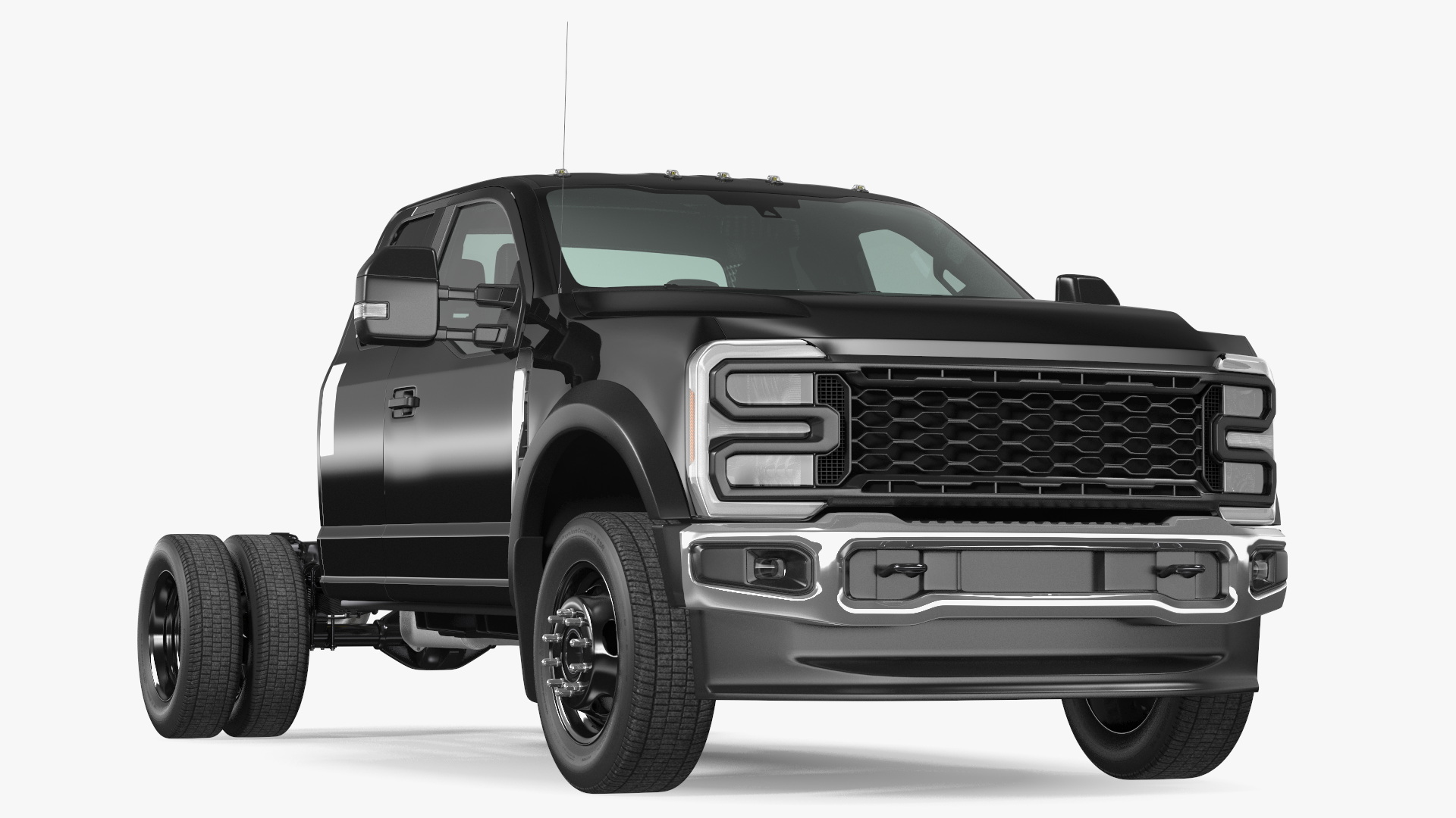 3D Pickup Chassis Cab Black Long Cab model