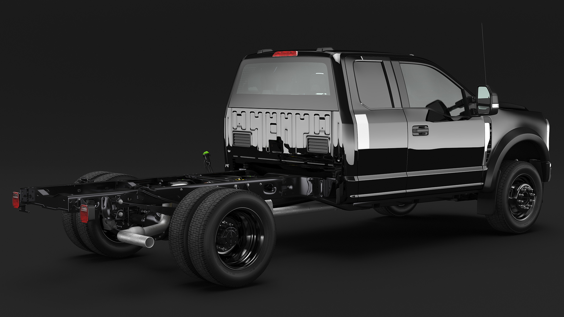3D Pickup Chassis Cab Black Long Cab model