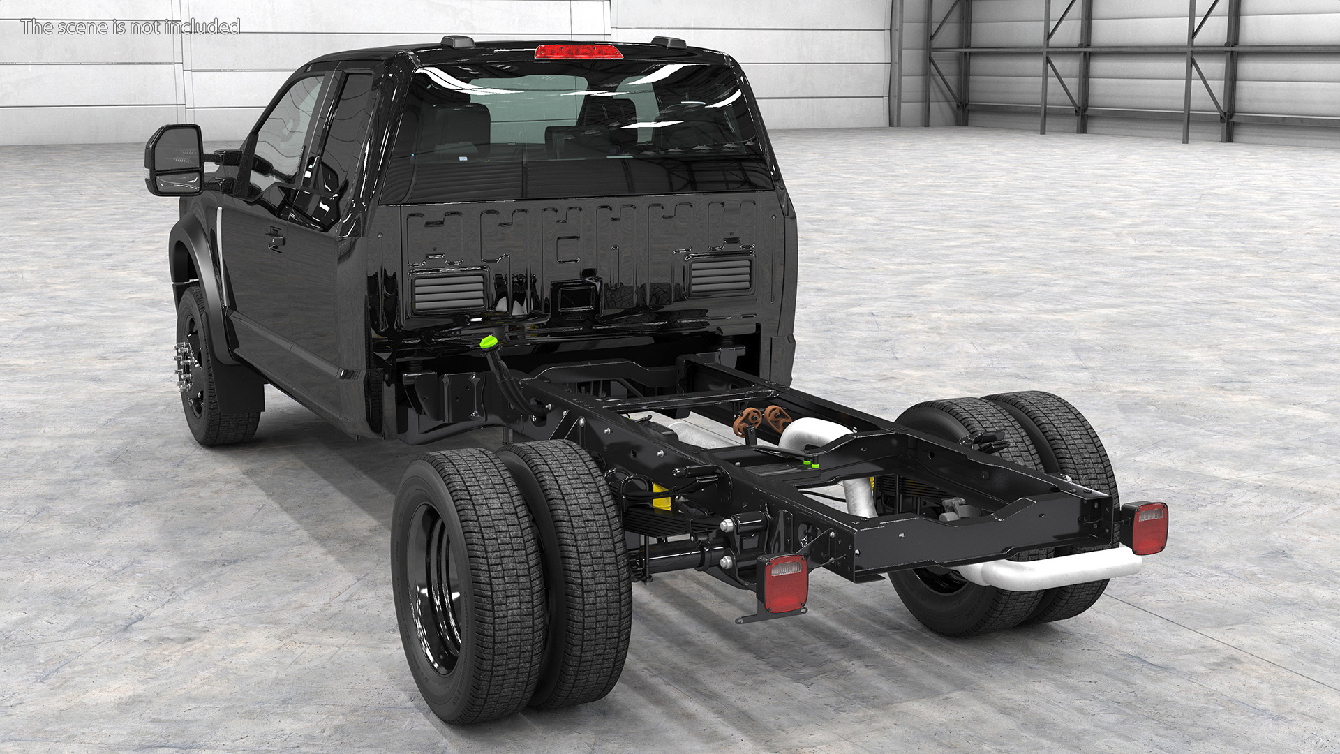 3D Pickup Chassis Cab Black Long Cab model