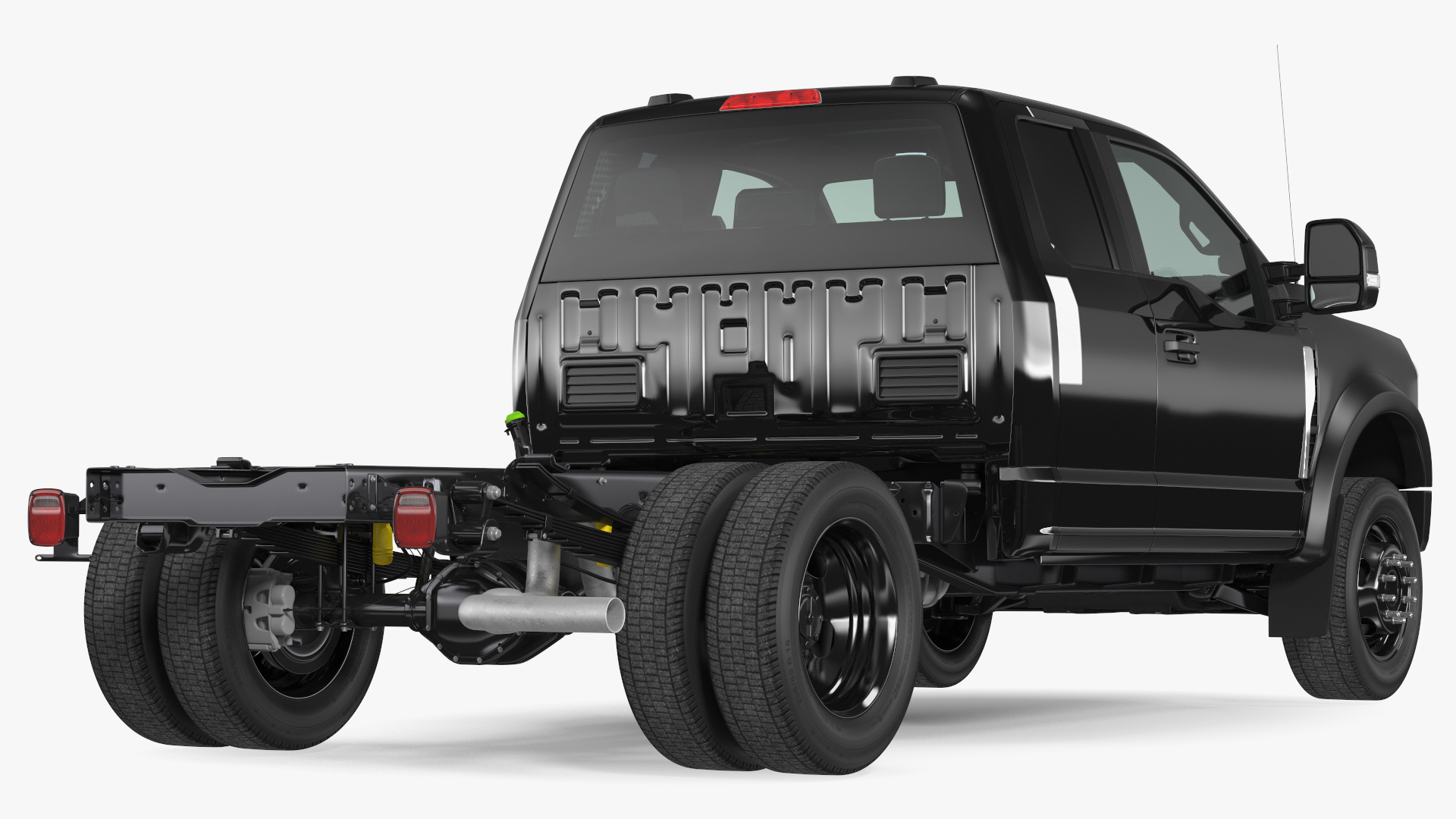 3D Pickup Chassis Cab Black Long Cab model