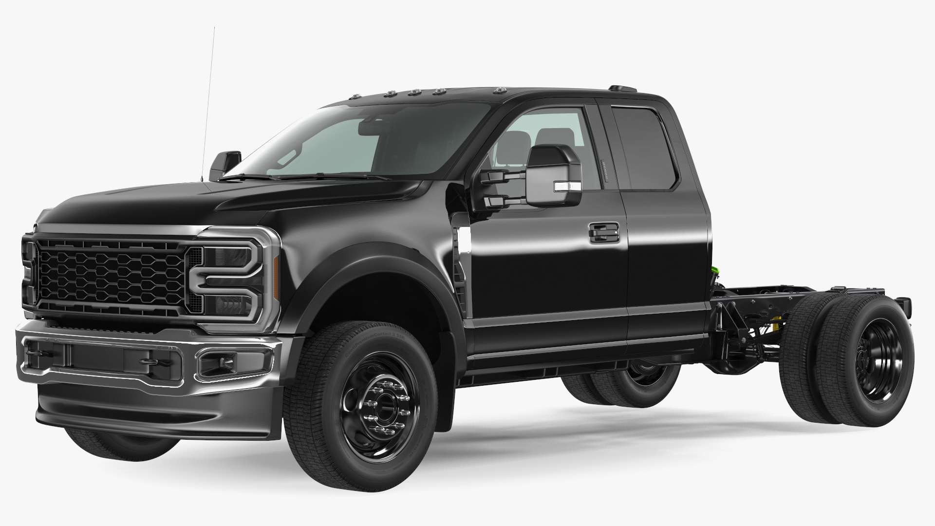 3D Pickup Chassis Cab Black Long Cab model