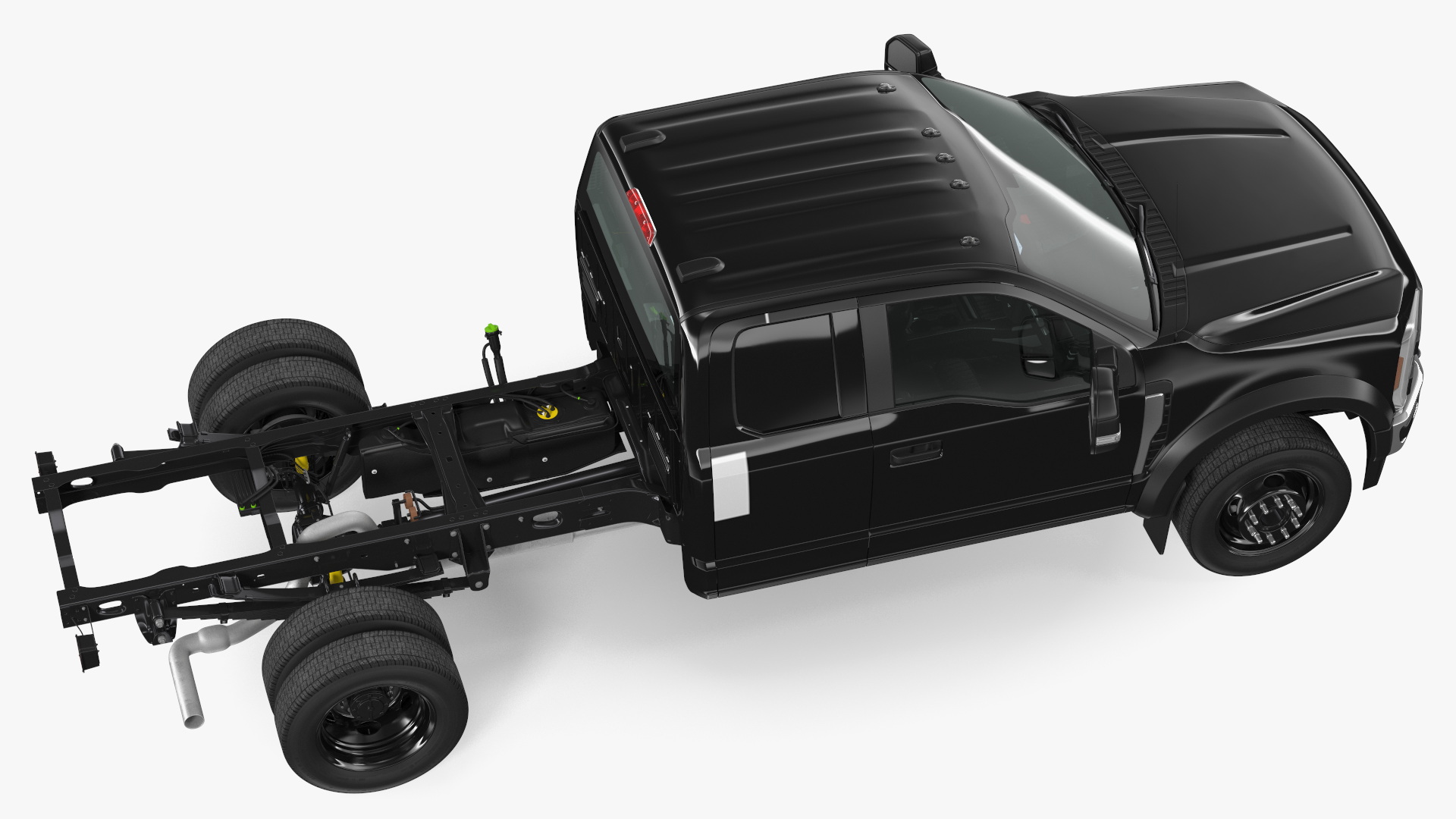 3D Pickup Chassis Cab Black Long Cab model