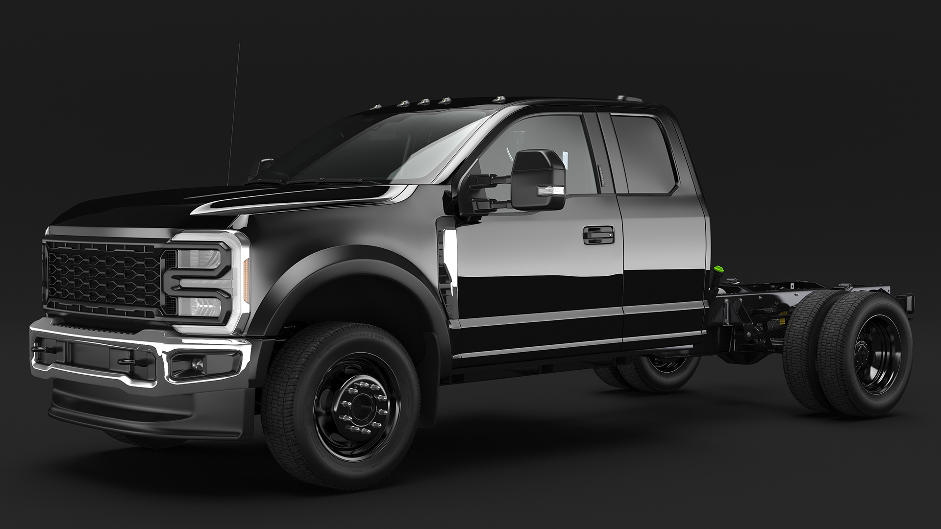 3D Pickup Chassis Cab Black Long Cab model
