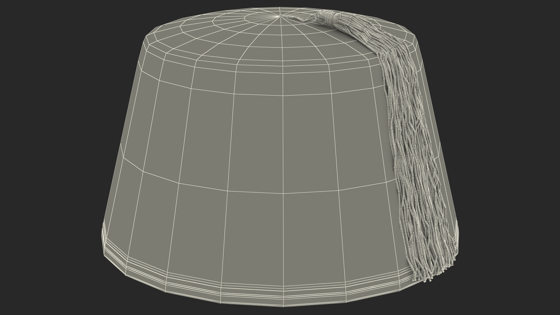 Traditional Arabic Green Fez Hat With Black Tassel Fur 3D model