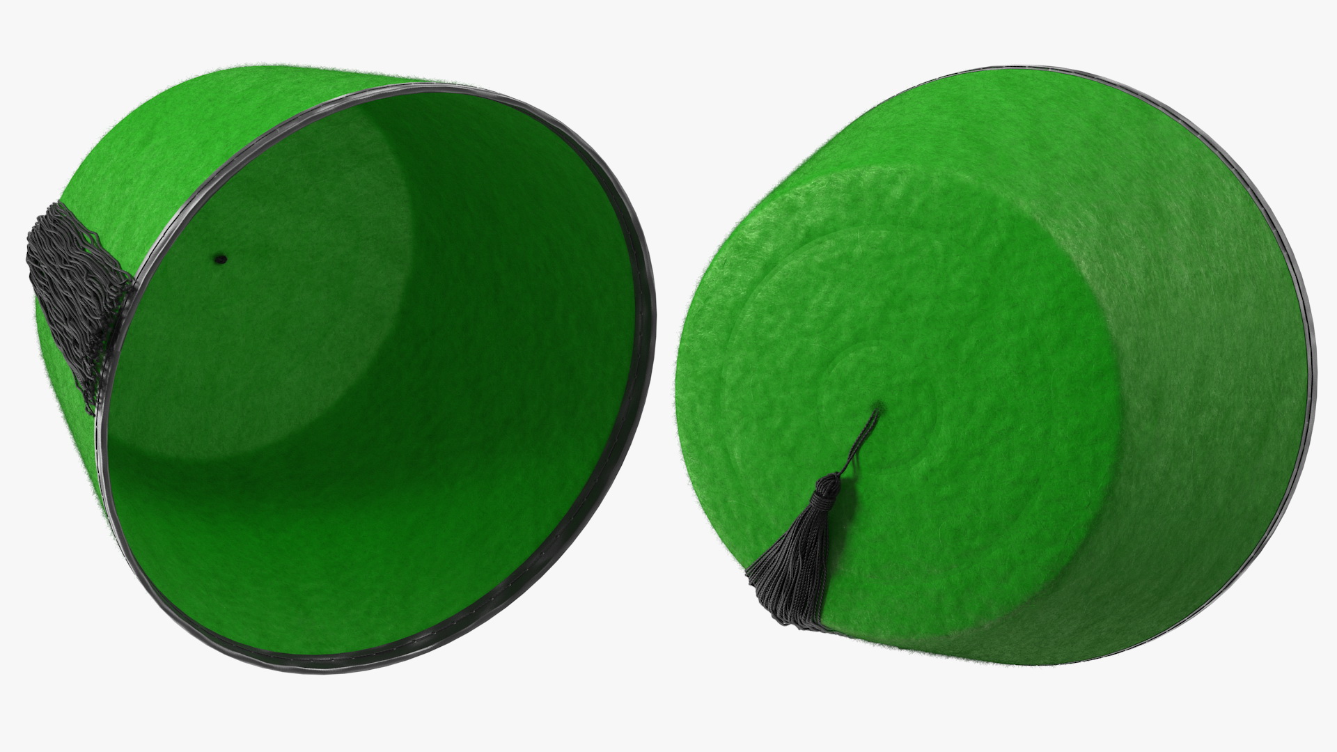Traditional Arabic Green Fez Hat With Black Tassel Fur 3D model