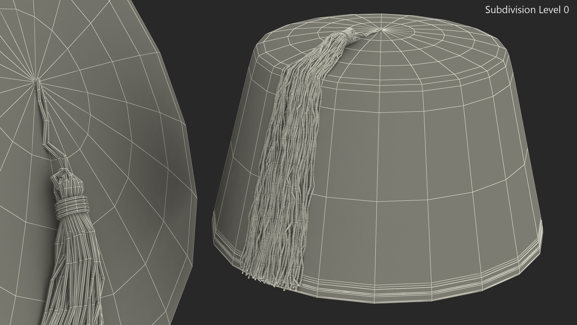 Traditional Arabic Green Fez Hat With Black Tassel Fur 3D model