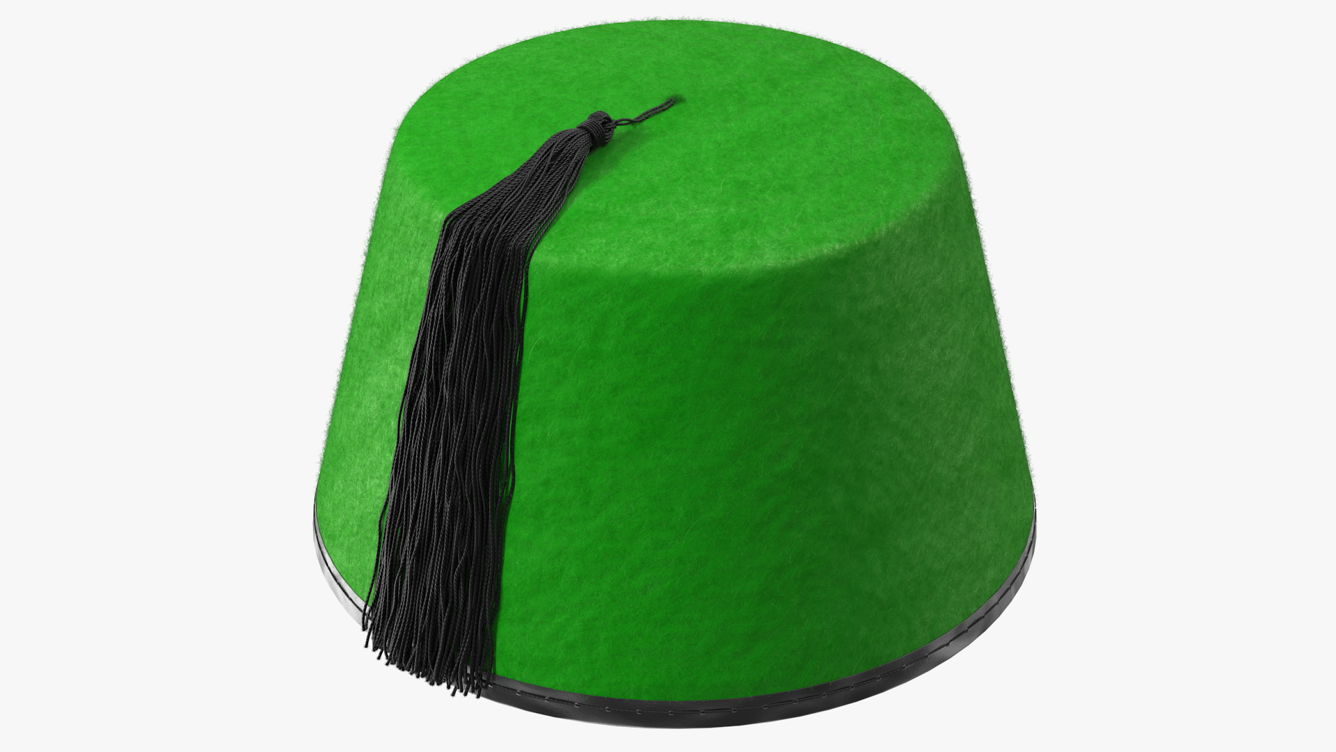 Traditional Arabic Green Fez Hat With Black Tassel Fur 3D model