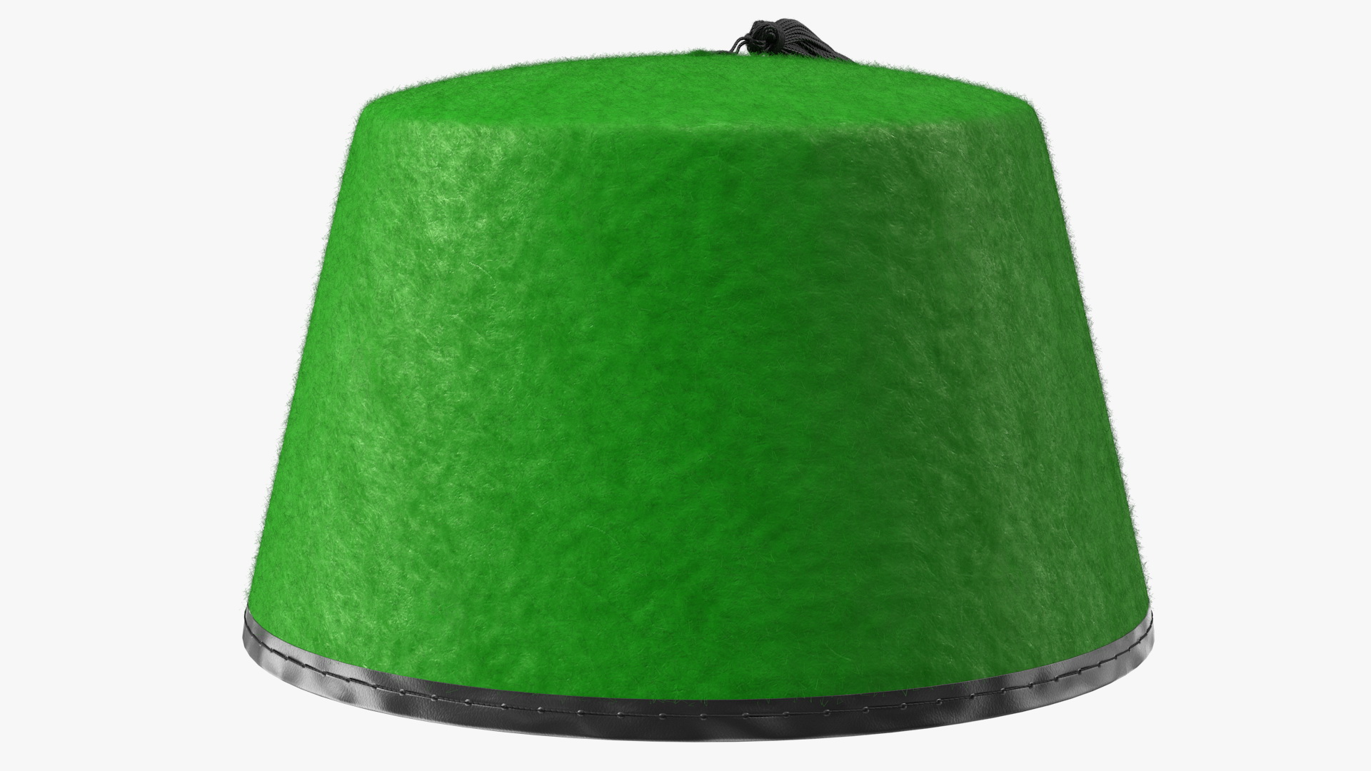 Traditional Arabic Green Fez Hat With Black Tassel Fur 3D model
