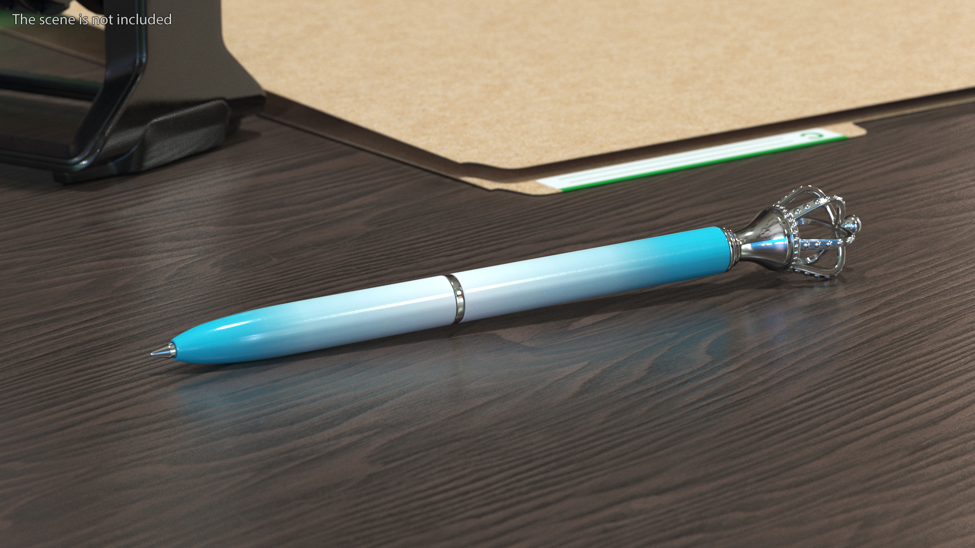Ballpoint Pen with Crown Blue 3D model