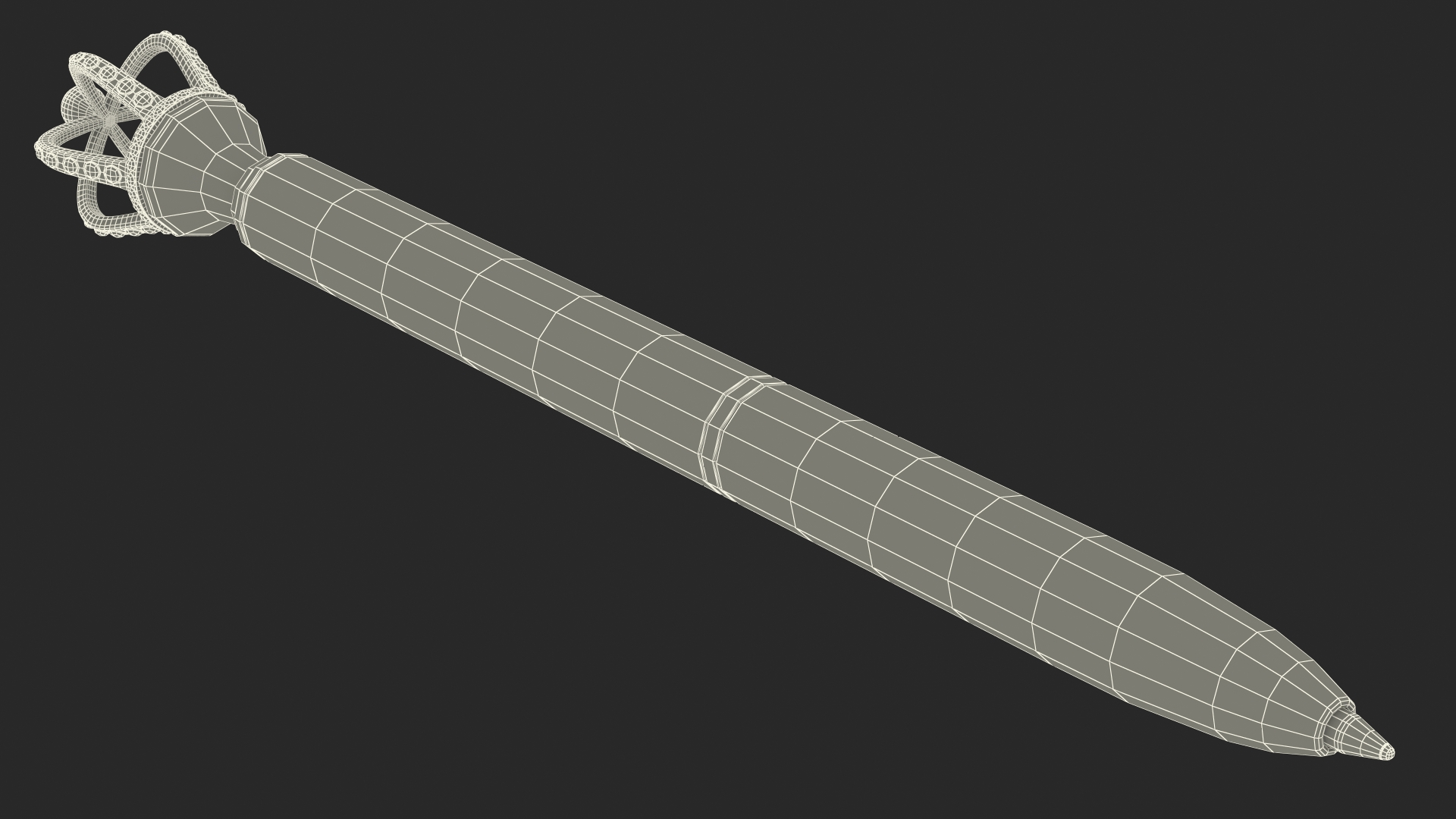 Ballpoint Pen with Crown Blue 3D model