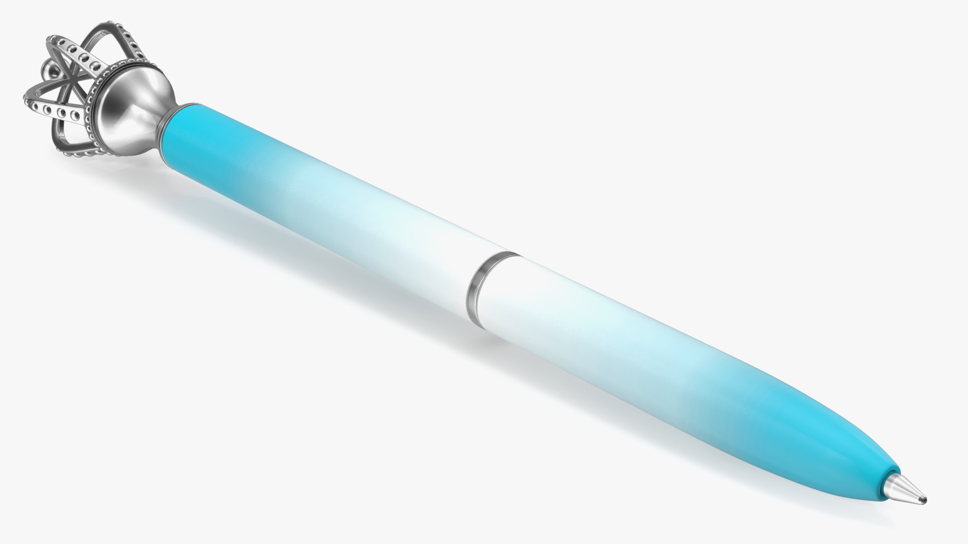Ballpoint Pen with Crown Blue 3D model
