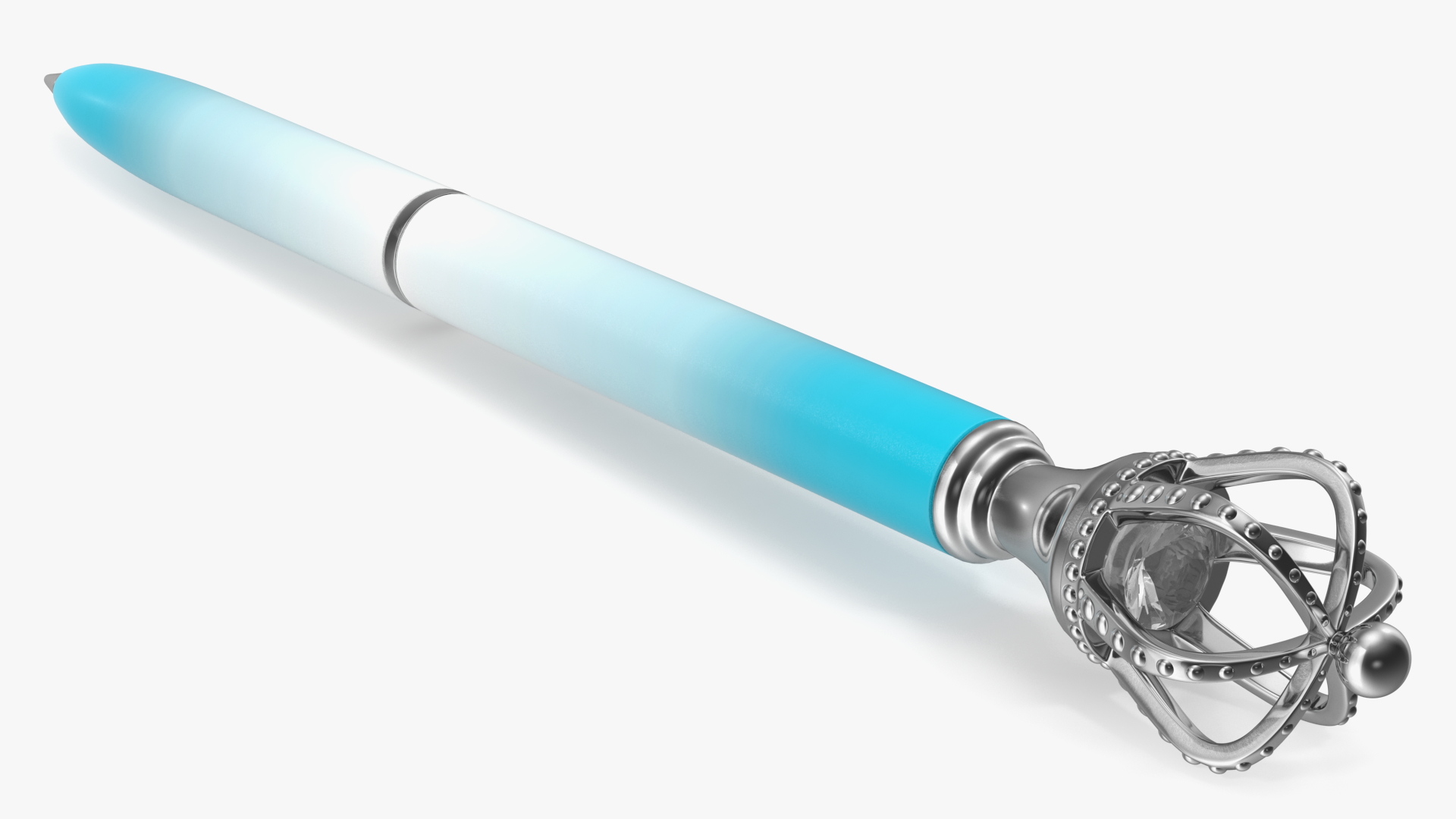 Ballpoint Pen with Crown Blue 3D model