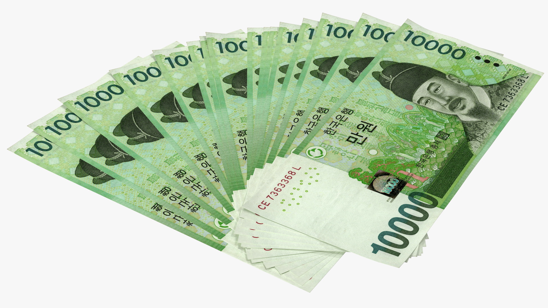 3D model Fan Shaped Korea Republic 10000 Won Banknotes