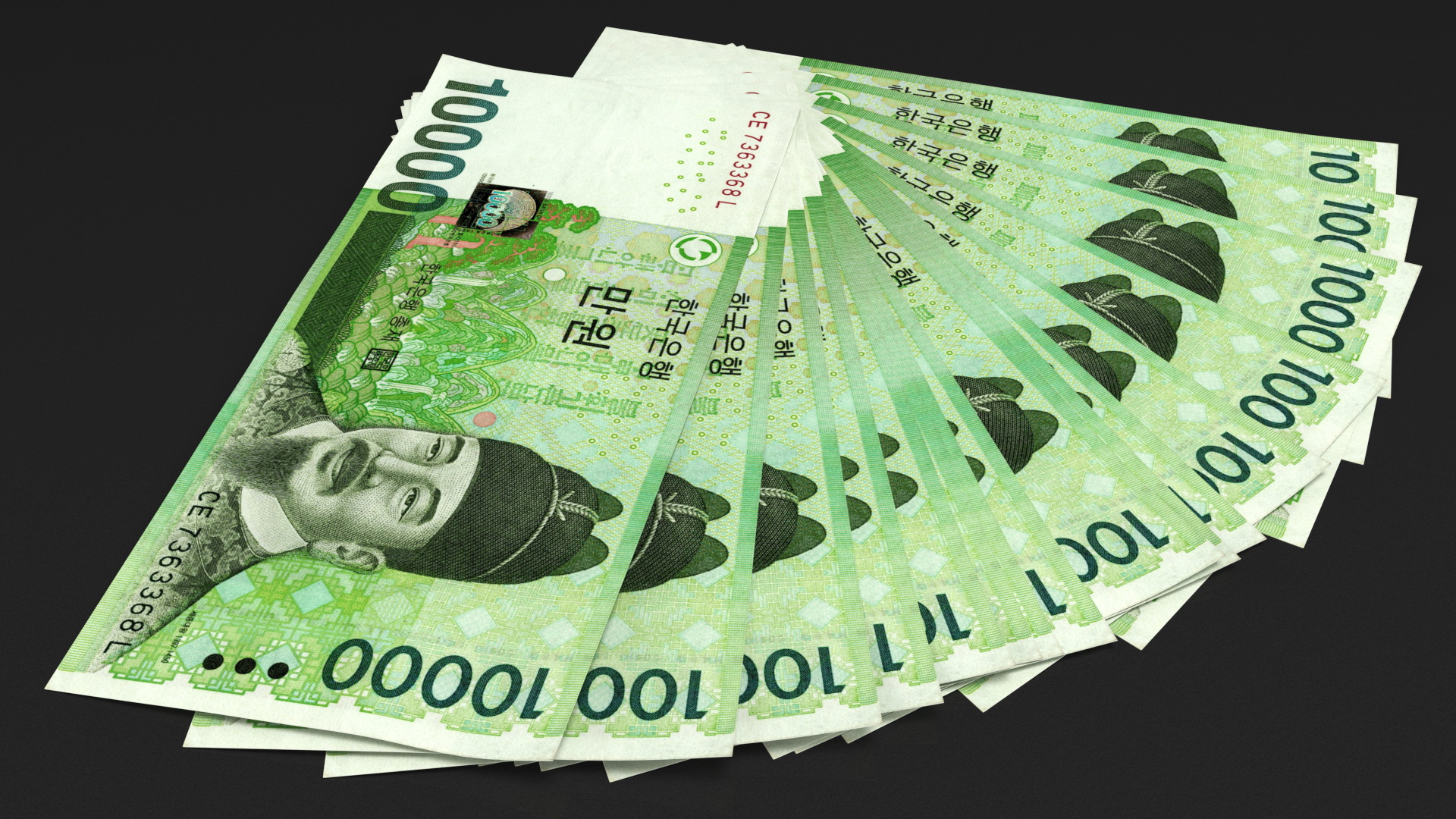 3D model Fan Shaped Korea Republic 10000 Won Banknotes