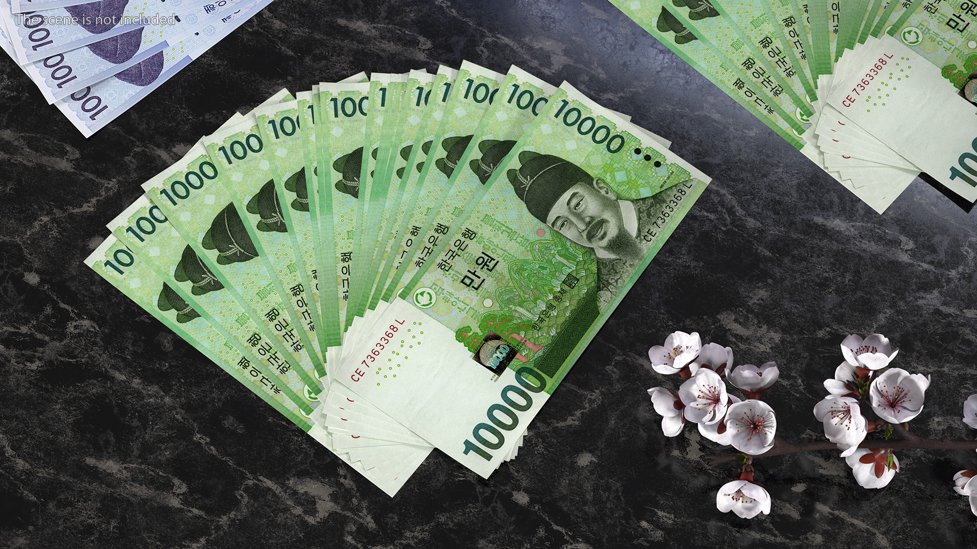 3D model Fan Shaped Korea Republic 10000 Won Banknotes